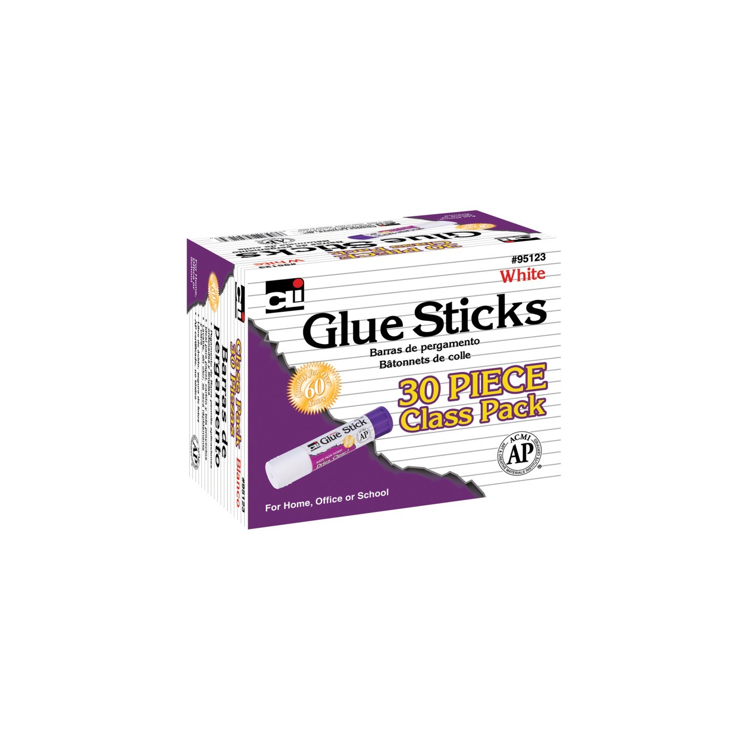 Charles Leonard Glue Stick Classpack, .28 oz., White, Pack of 30