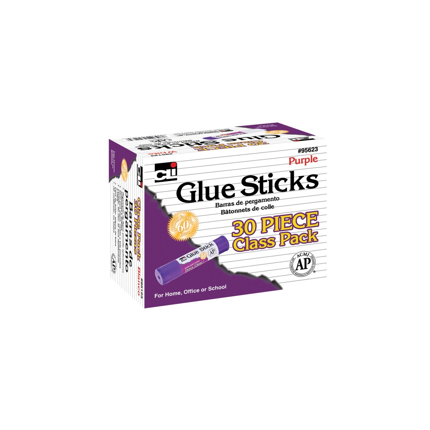 Charles Leonard Glue Stick Classpack, .28 oz., Purple, Pack of 30