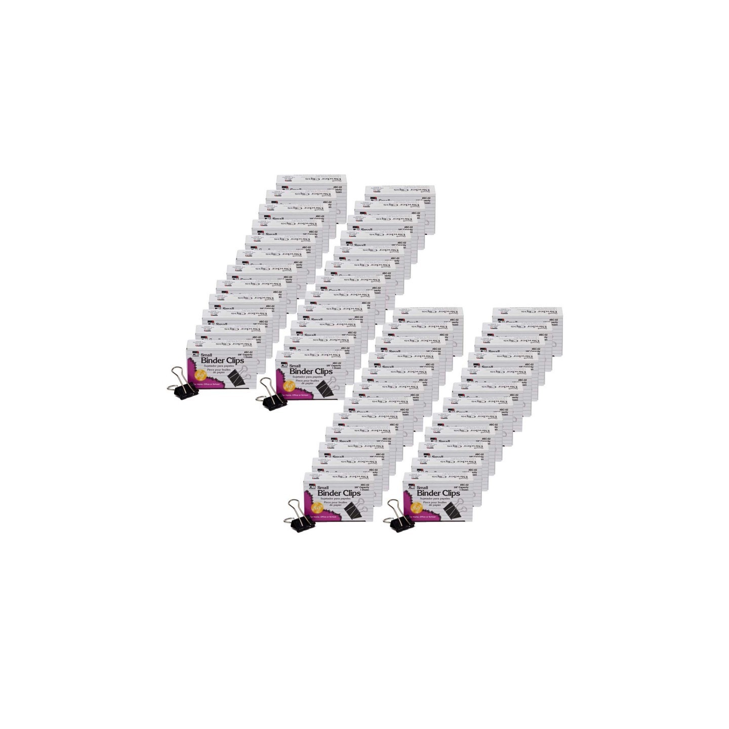 Charles Leonard Binder Clips, Small, 3/8" Capacity, Black, 12 Per Box, 48 Boxes
