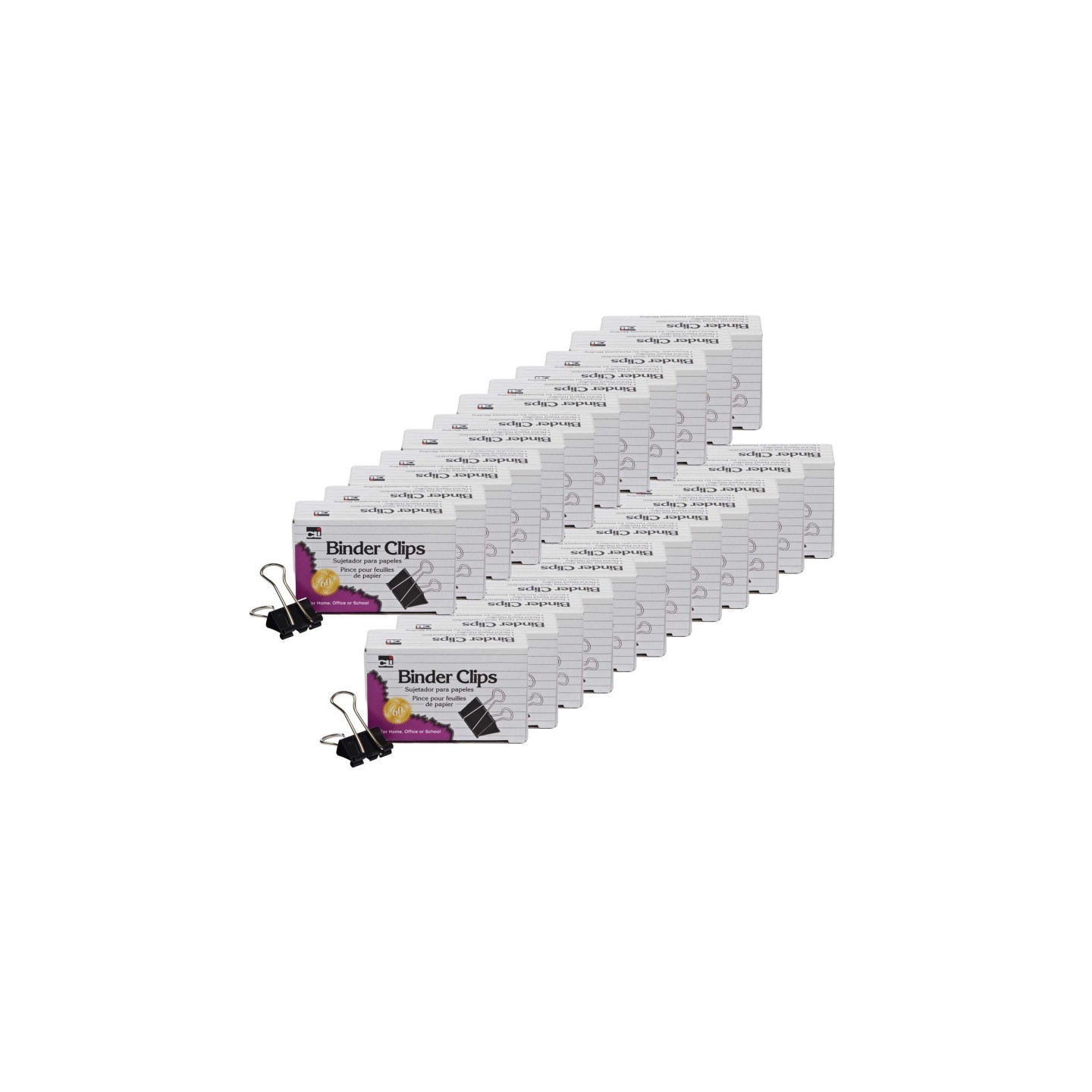 Charles Leonard Binder Clips, Medium, 5/8" Capacity, 12 Per Box, 24 Boxes