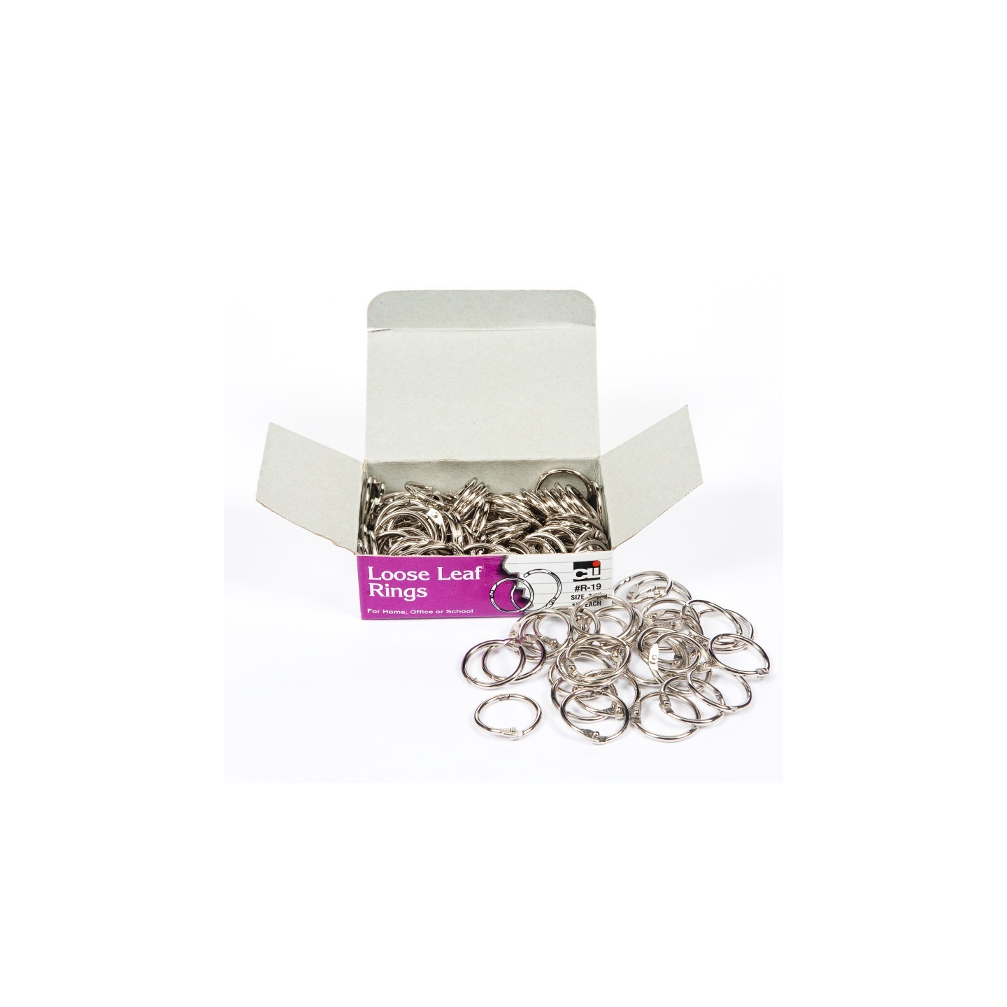 Charles Leonard Loose Leaf Rings with Snap Closure, Nickel Plated, 3/4 Inch Diameter, 100/Box