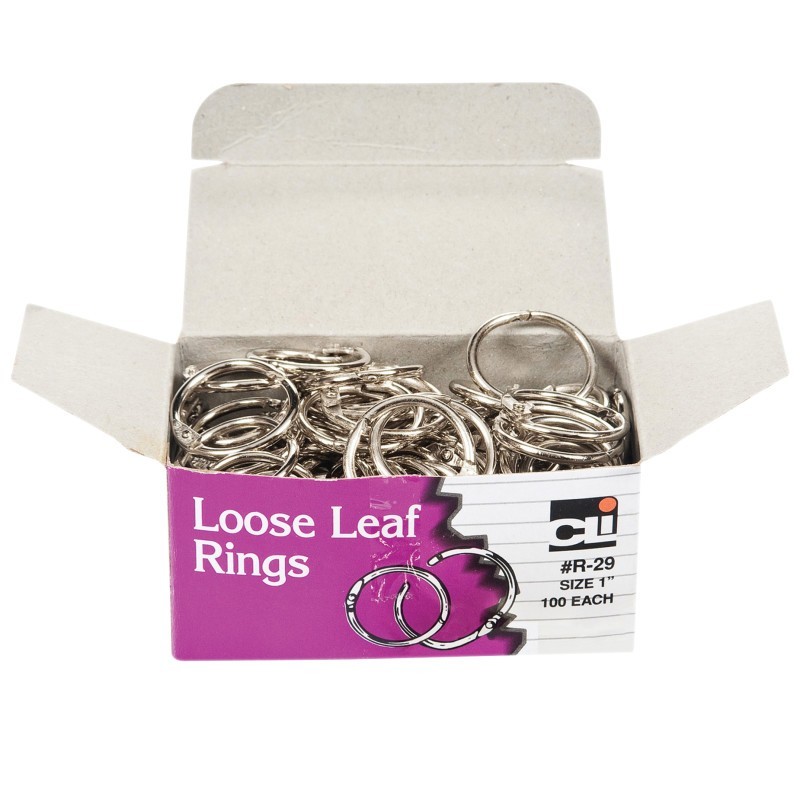 Charles Leonard Loose Leaf Rings with Snap Closure, Nickel Plated, 1 Inch Diameter, 100/Box