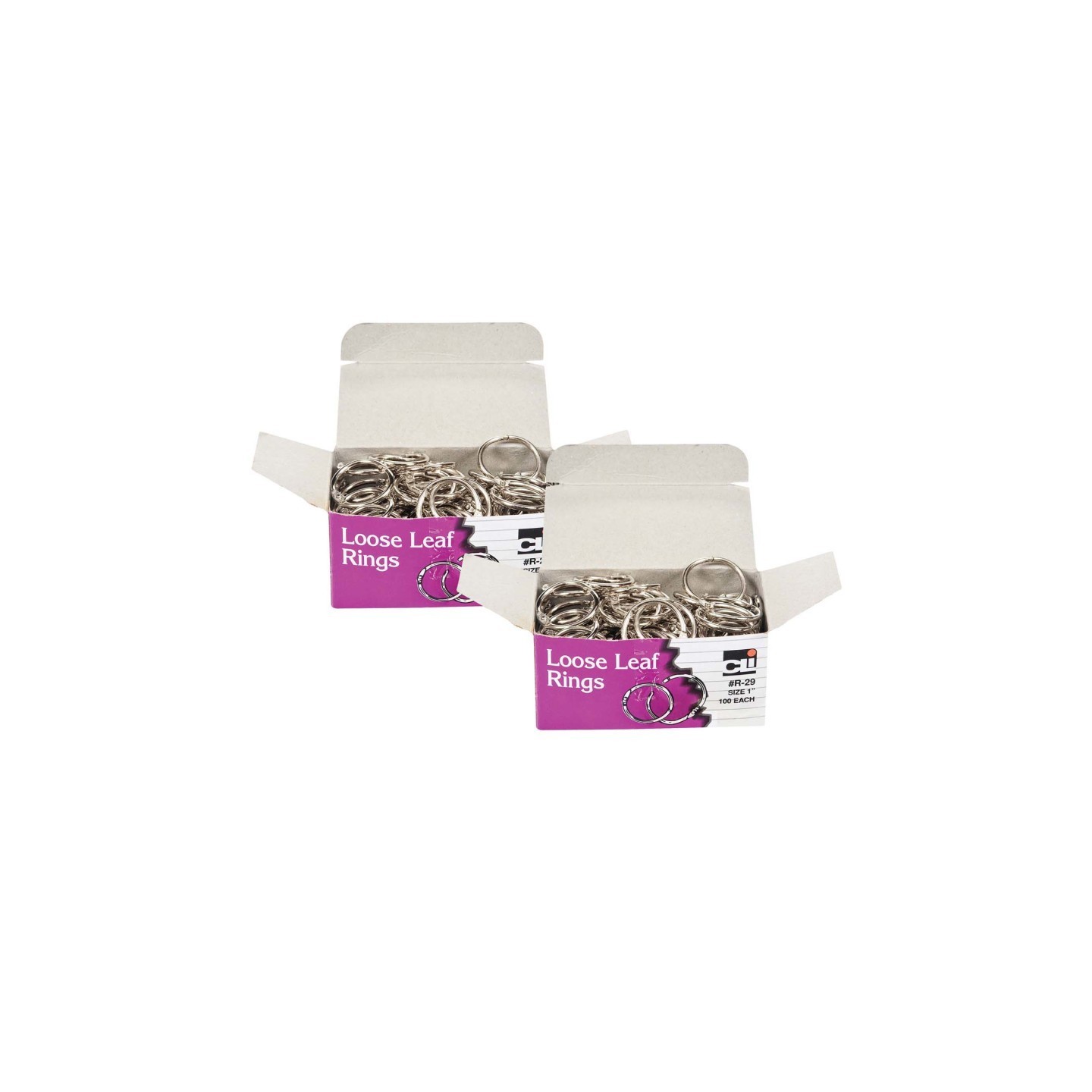 Charles Leonard Loose Leaf Book Rings, 1" Diameter, 100 Per Box, 2 Boxes