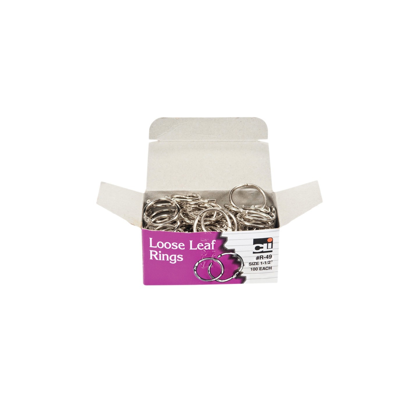 Charles Leonard Loose Leaf Book Rings, 1-1/2", Box of 100
