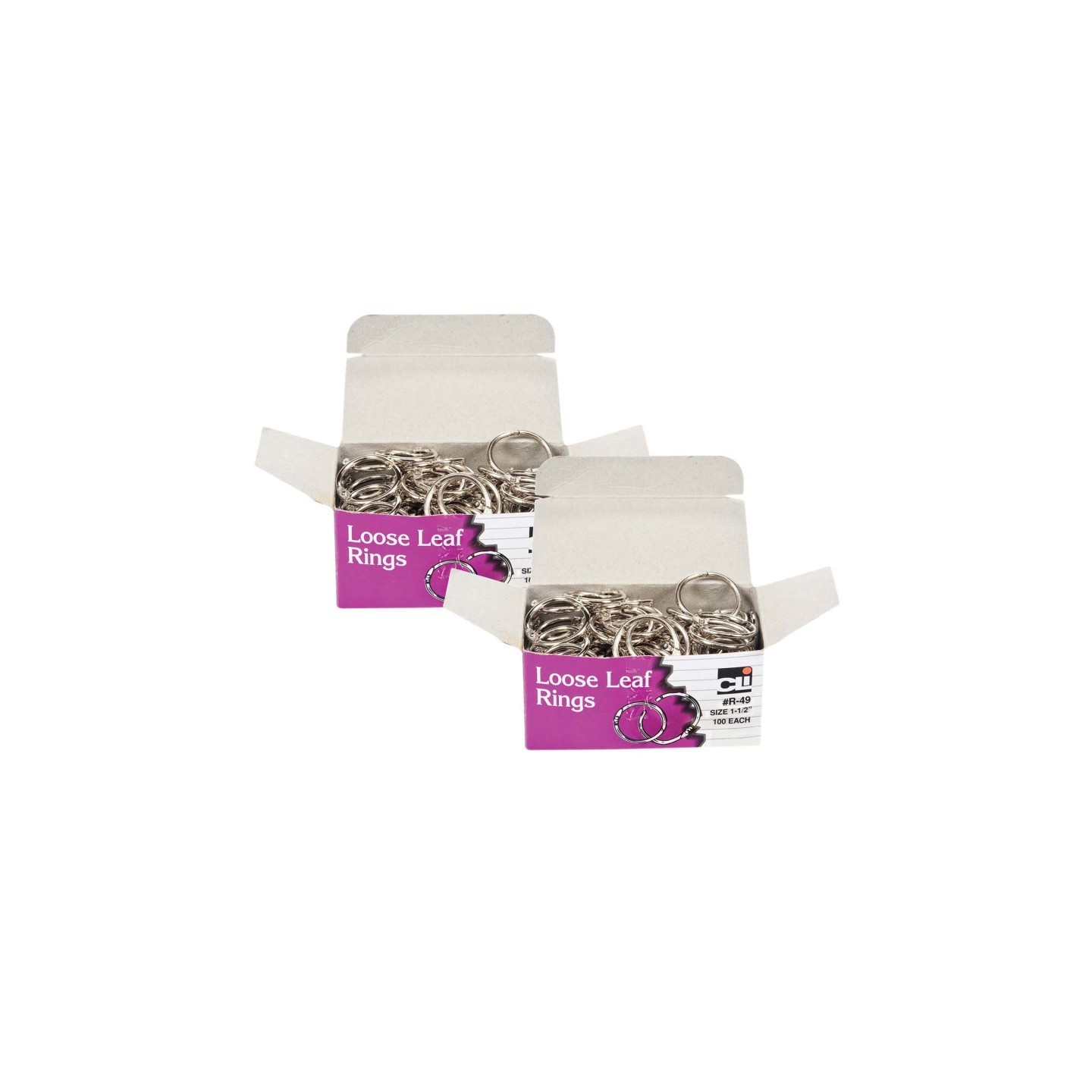 Charles Leonard Loose Leaf Book Rings, 1-1/2" Diameter, 100 Per Box, 2 Boxes