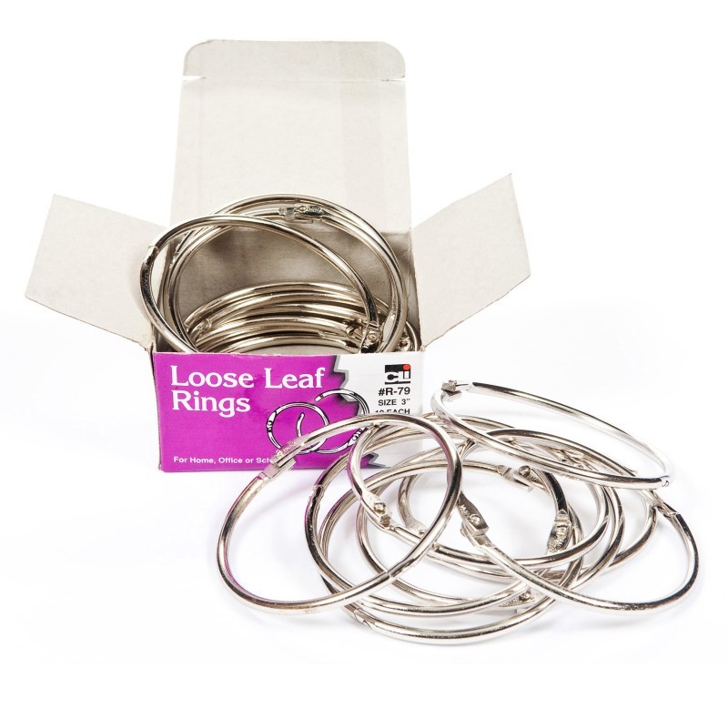 Charles Leonard Book Rings, 3", Box of 10