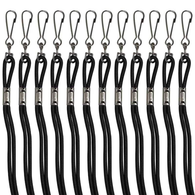 Champion Sports Lanyards, Black, Pack of 12
