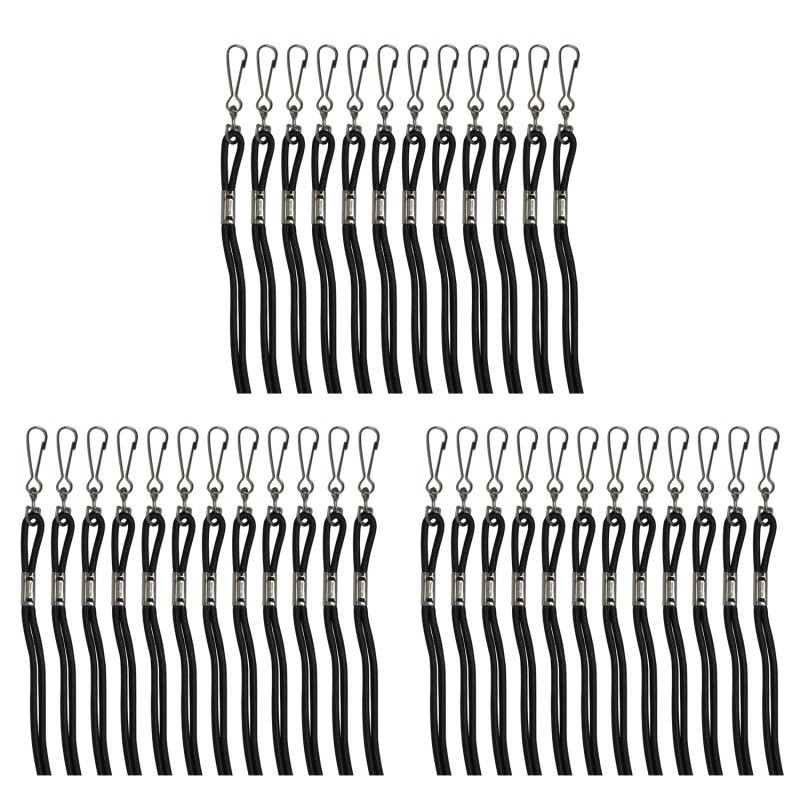 Champion Sports Lanyards, Black, Pack of 12 Per Pack, 3 Packs