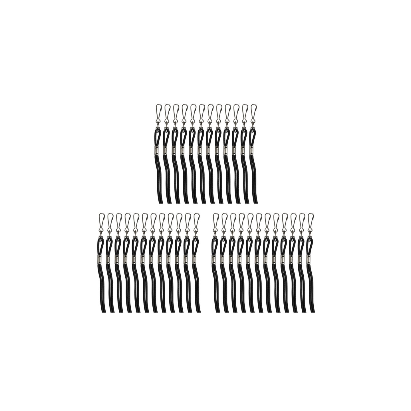 Champion Sports Lanyards, Black, Pack of 12 Per Pack, 3 Packs