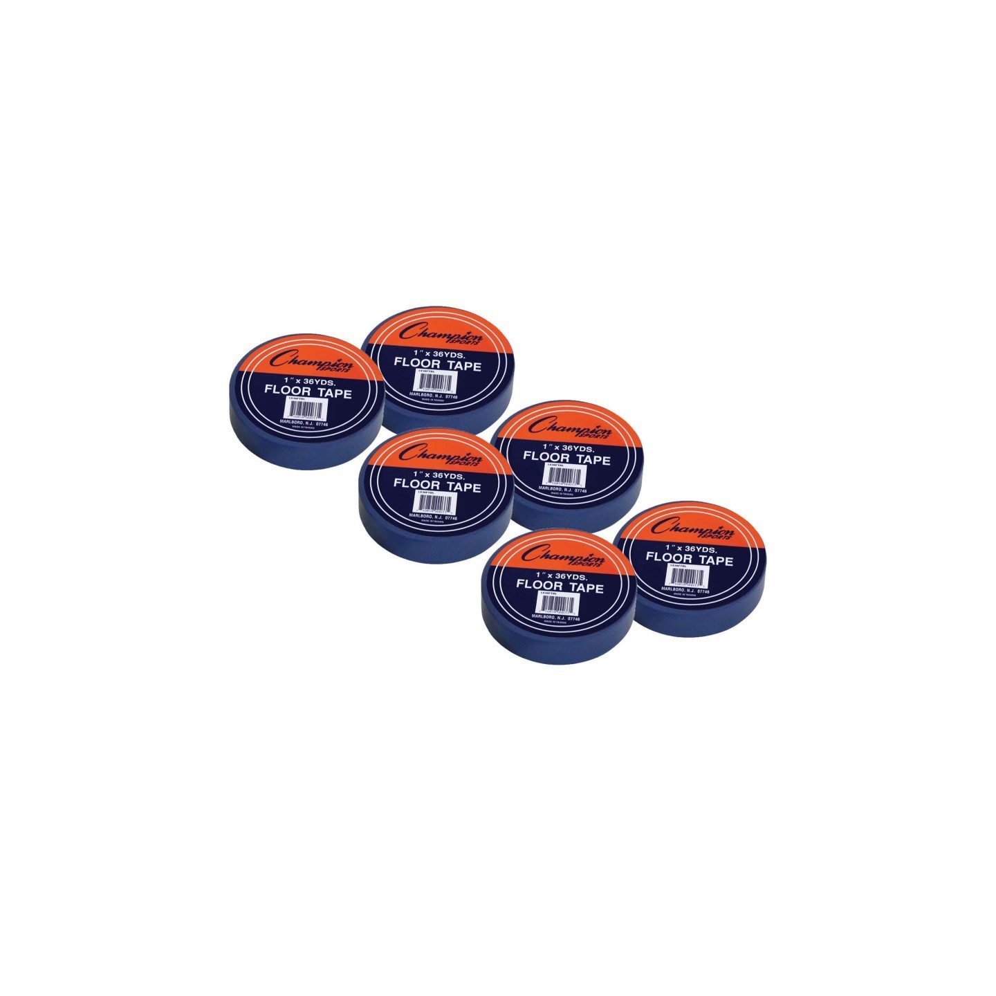 Champion Sports Floor Marking Tape, 1" x 36 yd, Blue, 6 Rolls