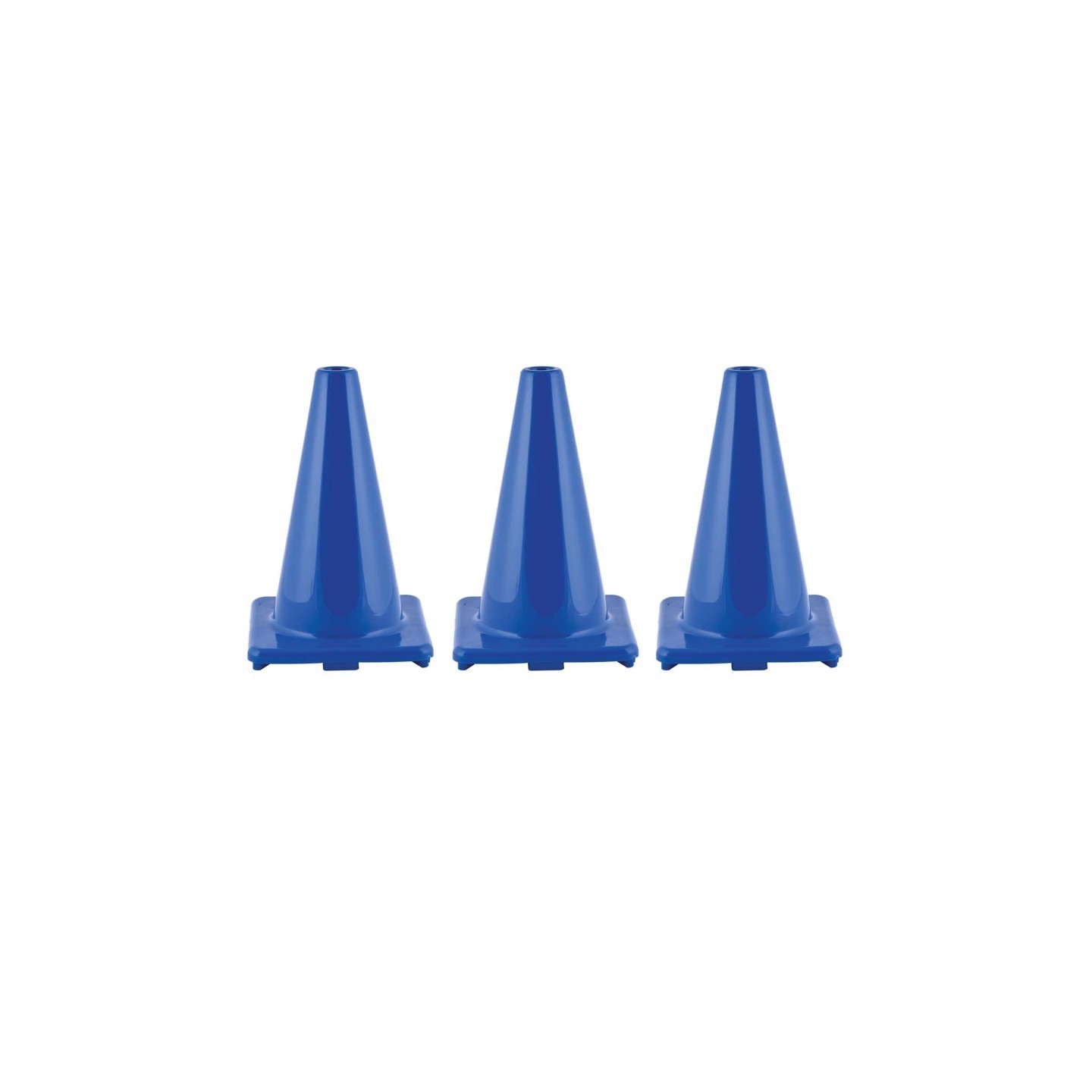 Champion Sports Hi-Visibility Flexible Vinyl Cone, 12", Royal Blue, Pack of 3