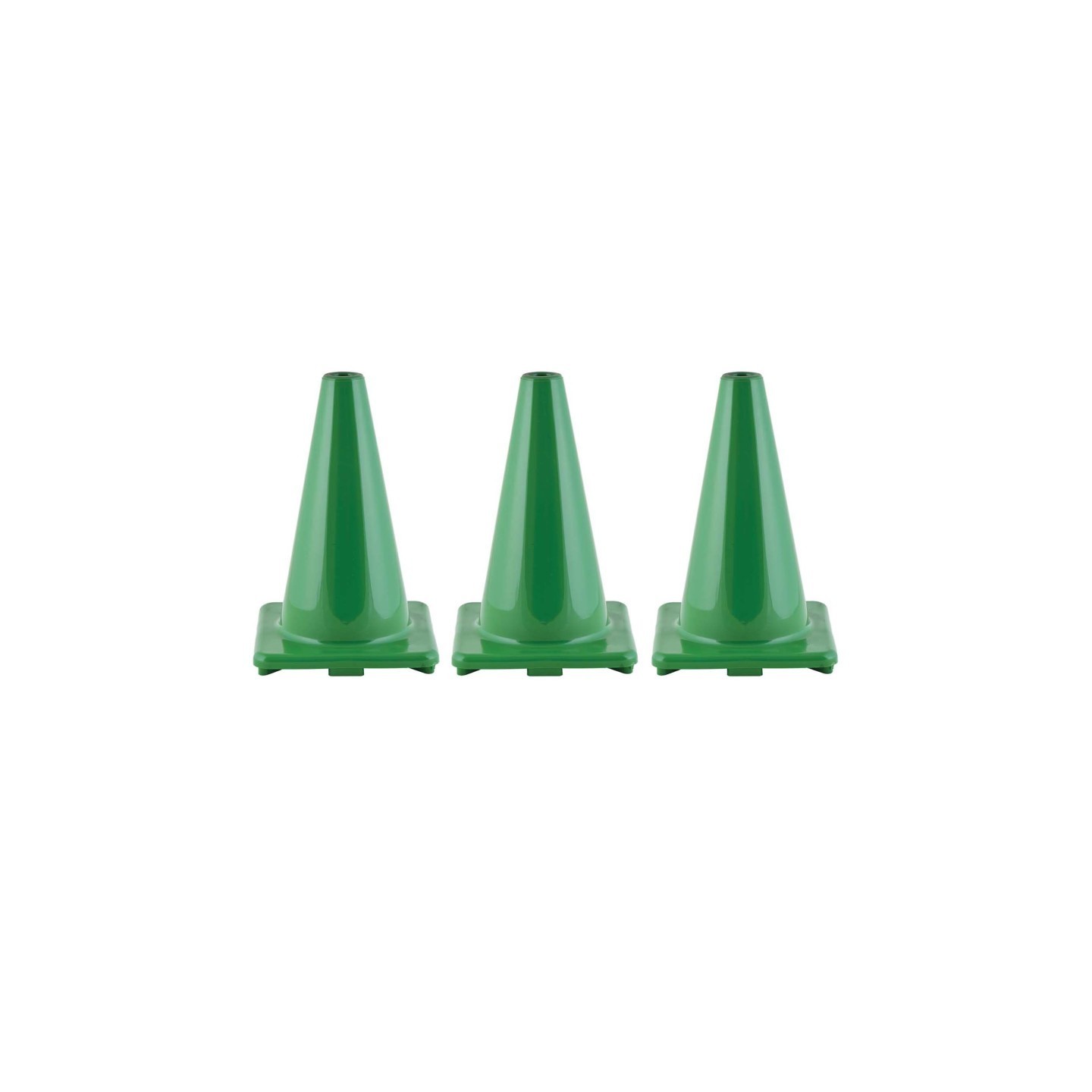 Champion Sports Hi-Visibility Flexible Vinyl Cone, weighted, 12", Green, Pack of 3