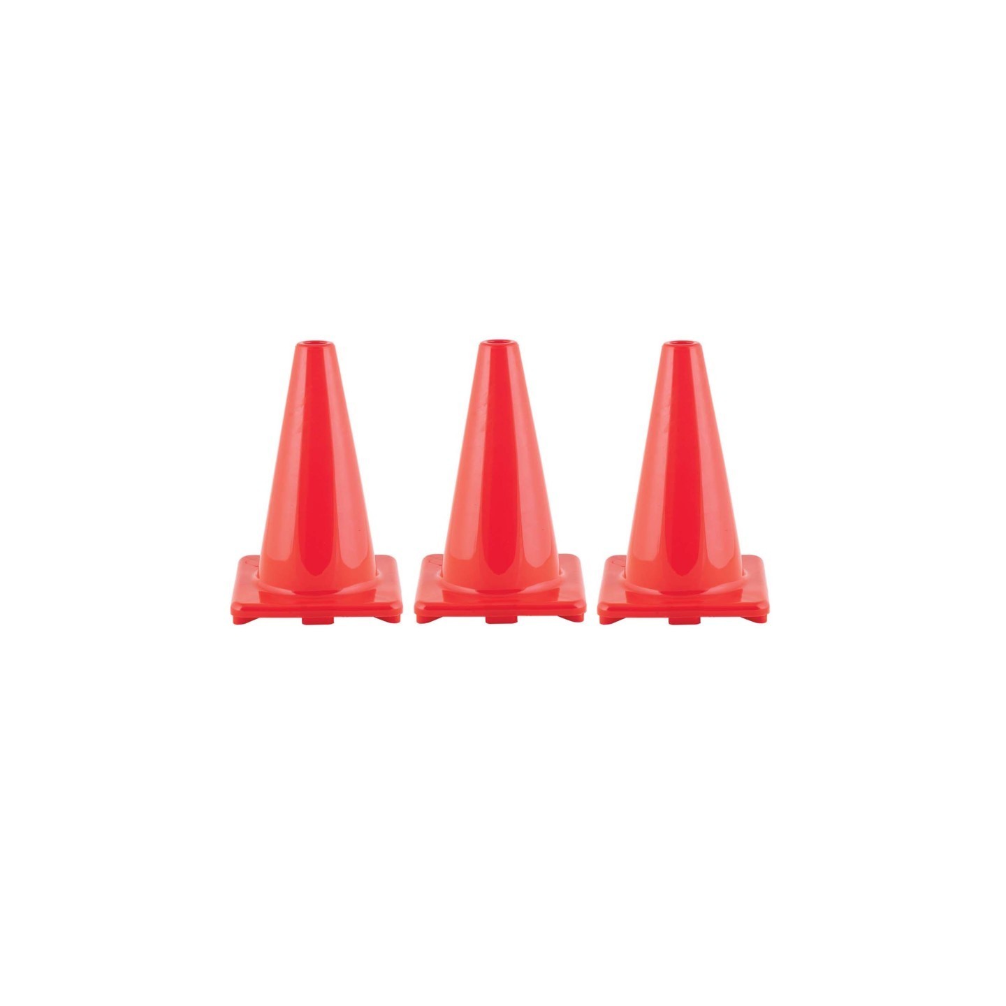 Champion Sports Hi-Visibility Flexible Vinyl Cone, 12", Orange, Pack of 3