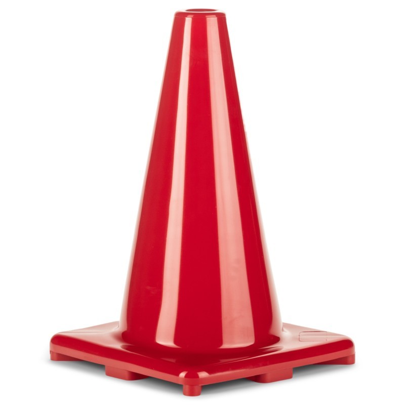 Champion Sports Hi-Visibility Flexible Vinyl Cone, Weighted, 12", Red