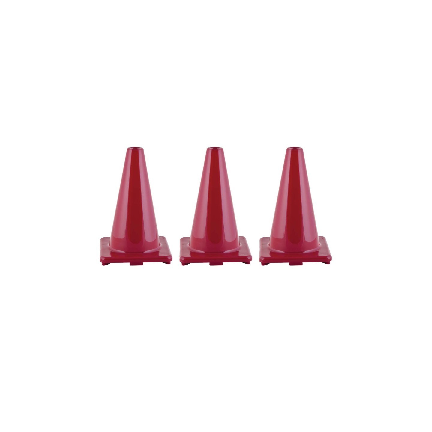 Champion Sports Hi-Visibility Flexible Vinyl Cone, 12", Red, Pack of 3