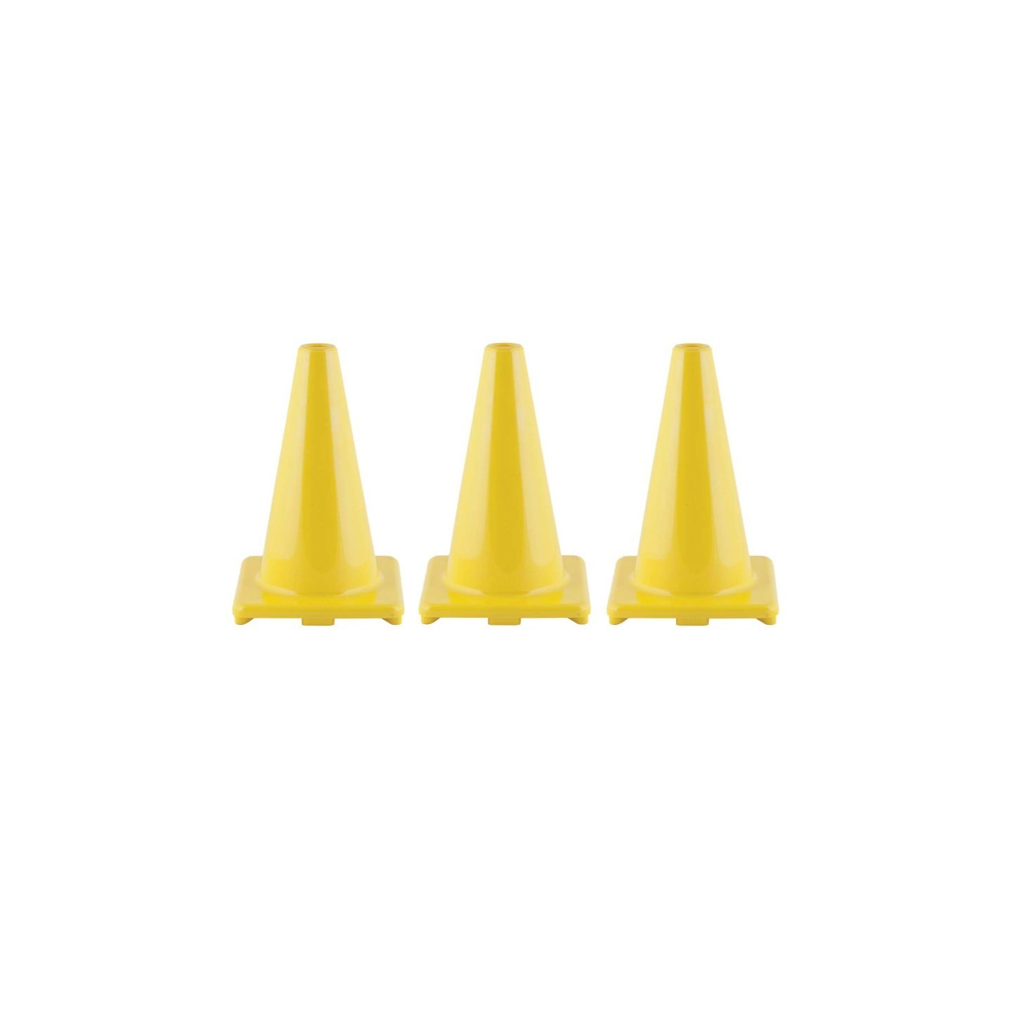 Champion Sports Hi-Visibility Flexible Vinyl Cone, 12", Yellow, Pack of 3