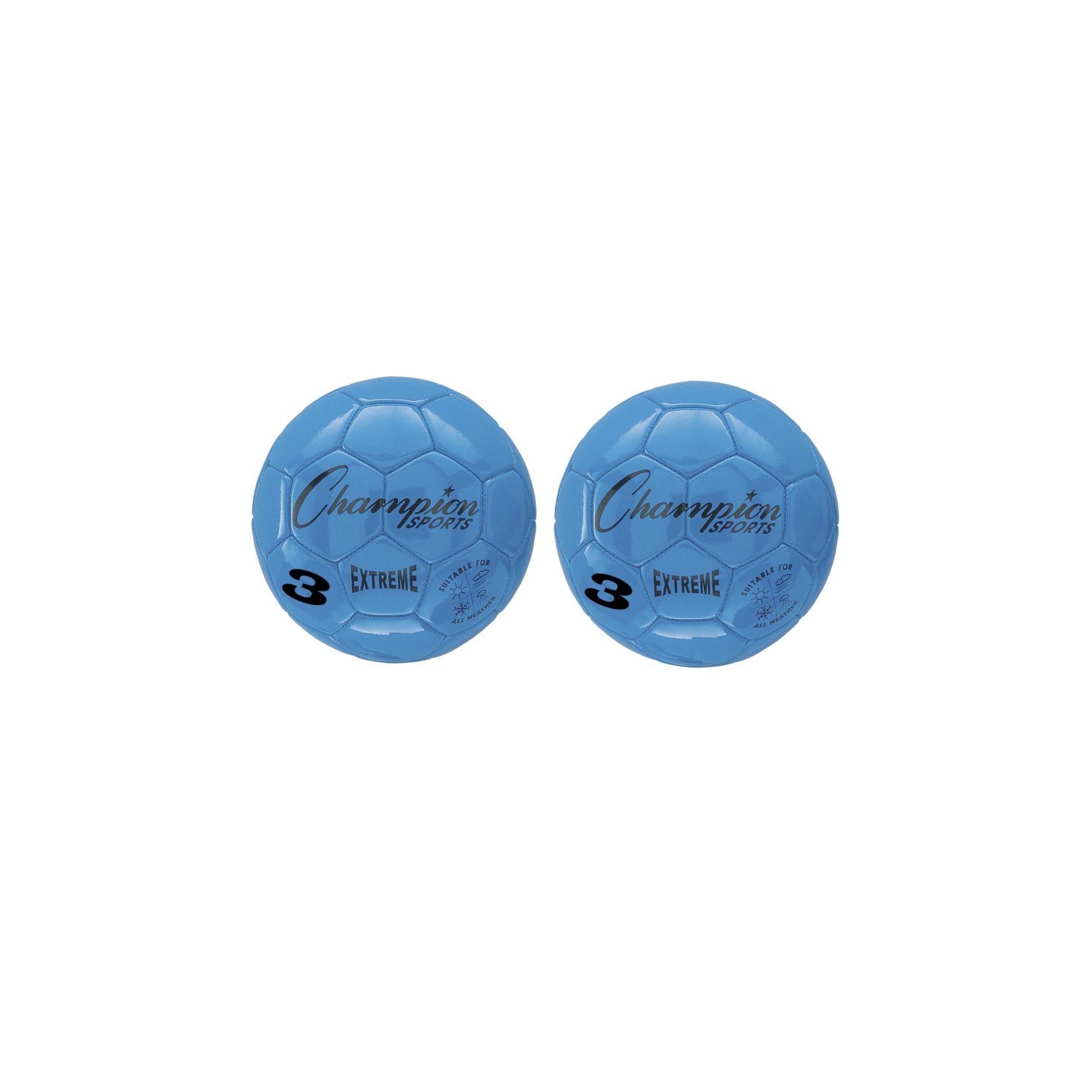 Champion Sports Extreme Soccer Ball, Size 3, Blue, Pack of 2
