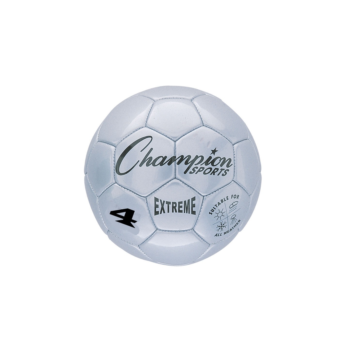 Champion Sports Extreme Soccer Ball, Size 4, Silver