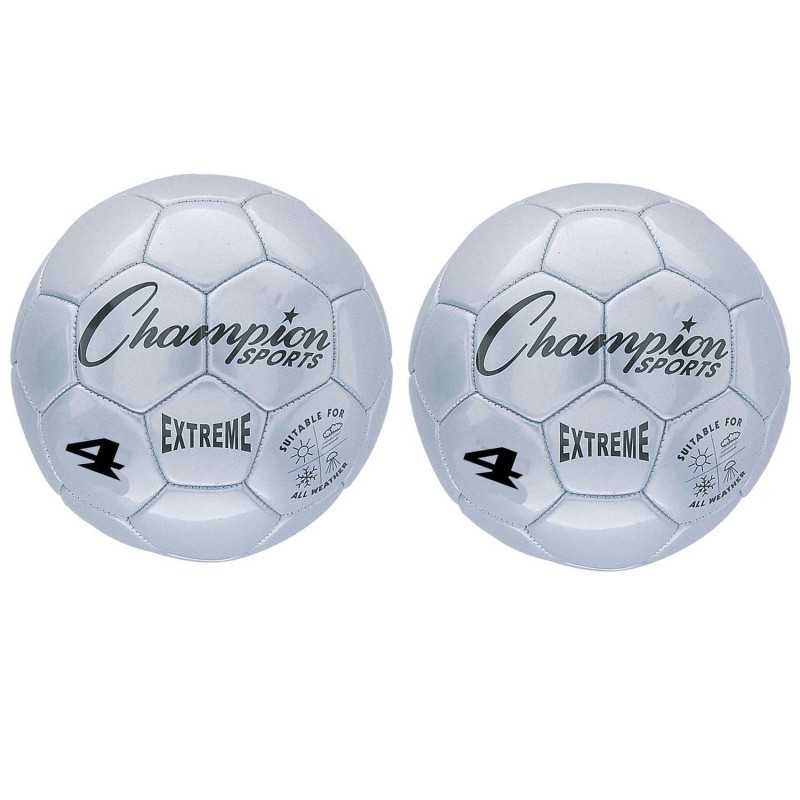 Champion Sports Extreme Soccer Ball, Size 4, Silver, Pack of 2