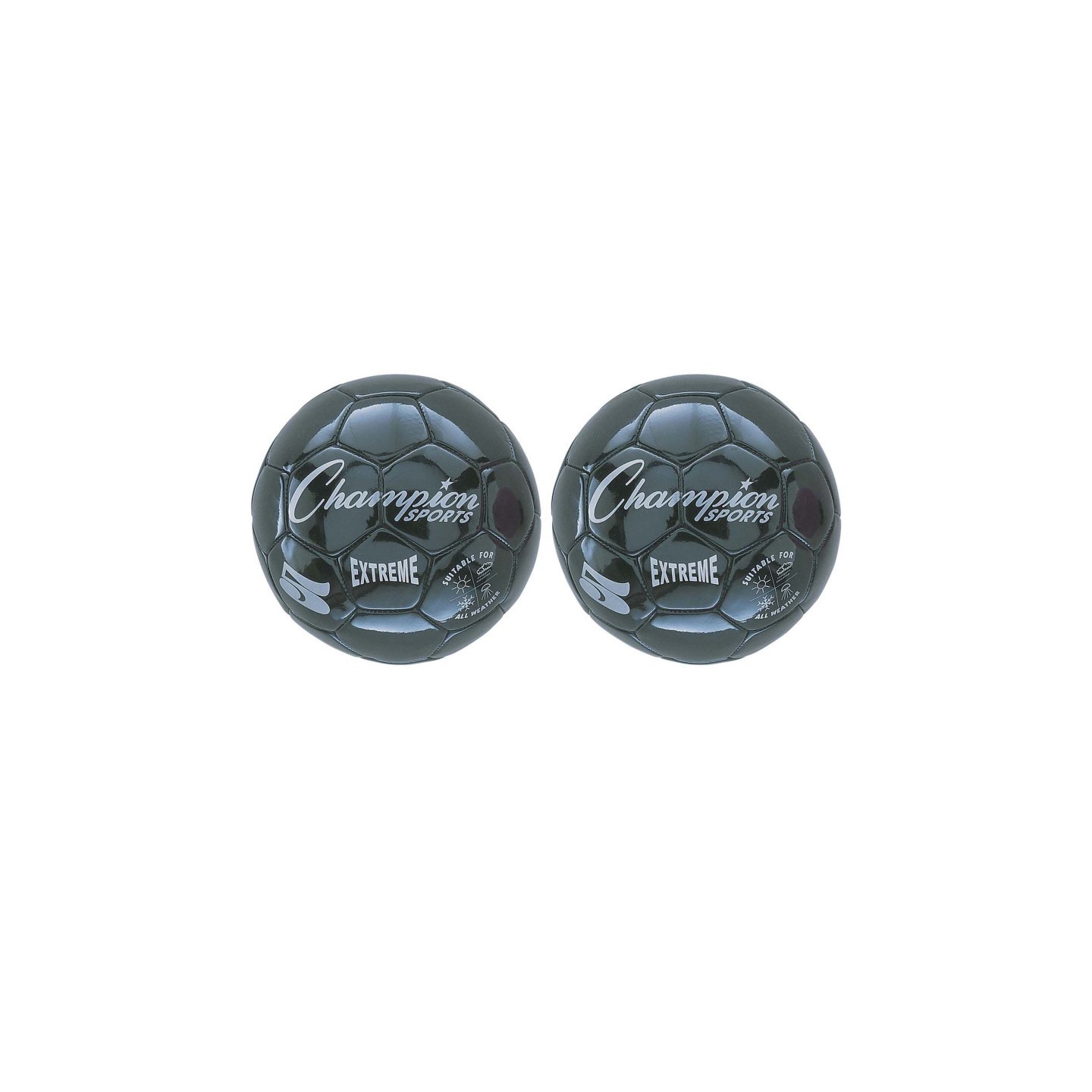 Champion Sports Extreme Soccer Ball, Size 5, Black, Pack of 2
