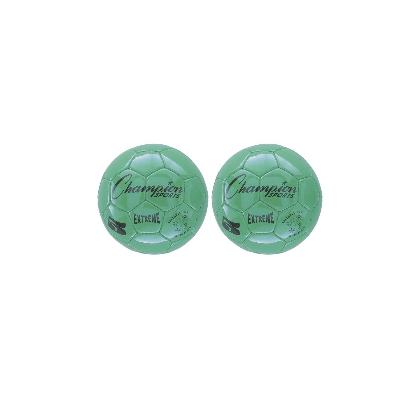 Champion Sports Extreme Soccer Ball, Size 5, Green, Pack of 2