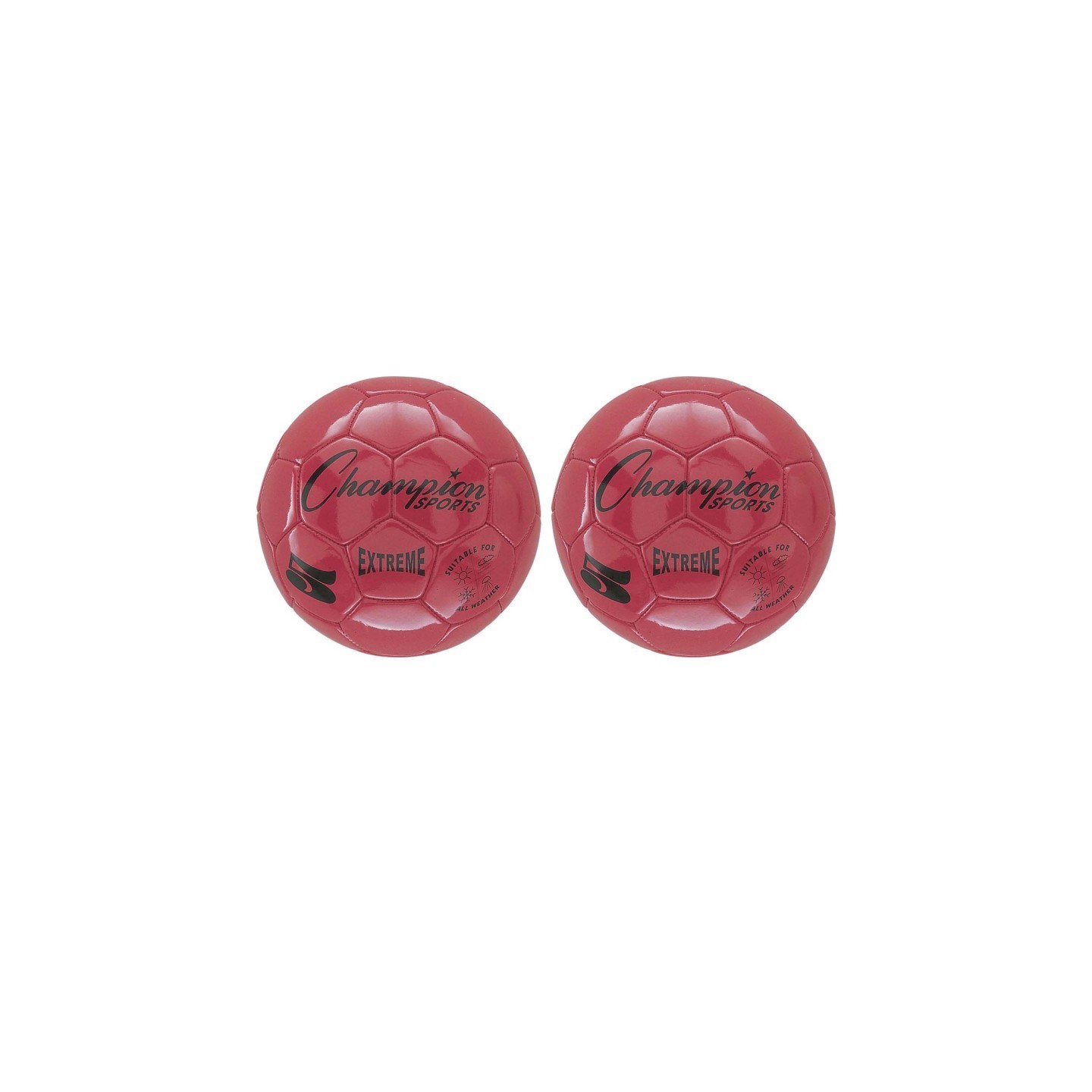 Champion Sports Extreme Soccer Ball, Size 5, Red, Pack of 2