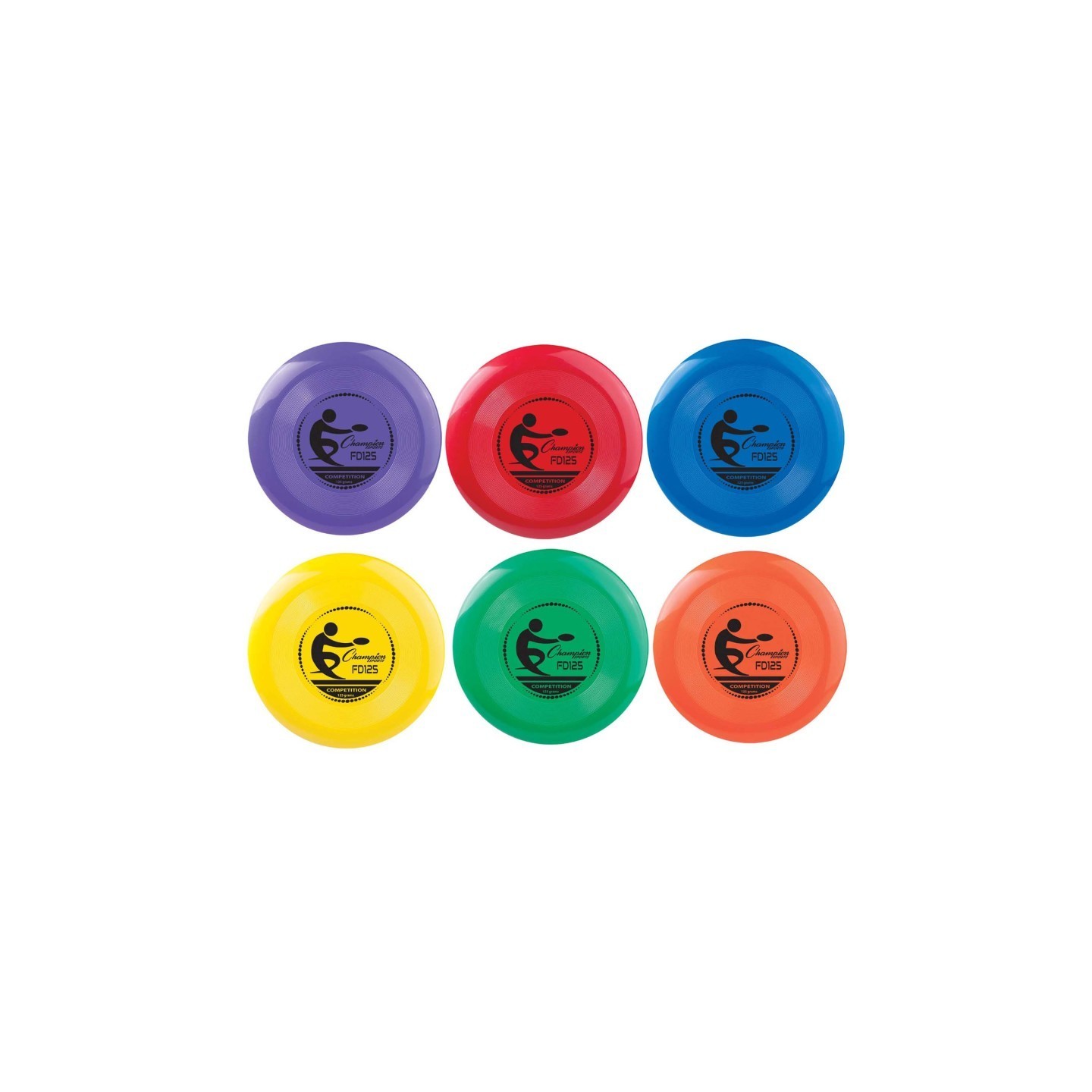 Champion Sports Plastic Disc, 125g, Assorted Colors, Pack of 6