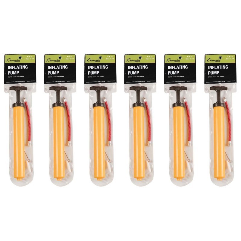 Champion Sports Plastic 12" Hand Pump, Pack of 6