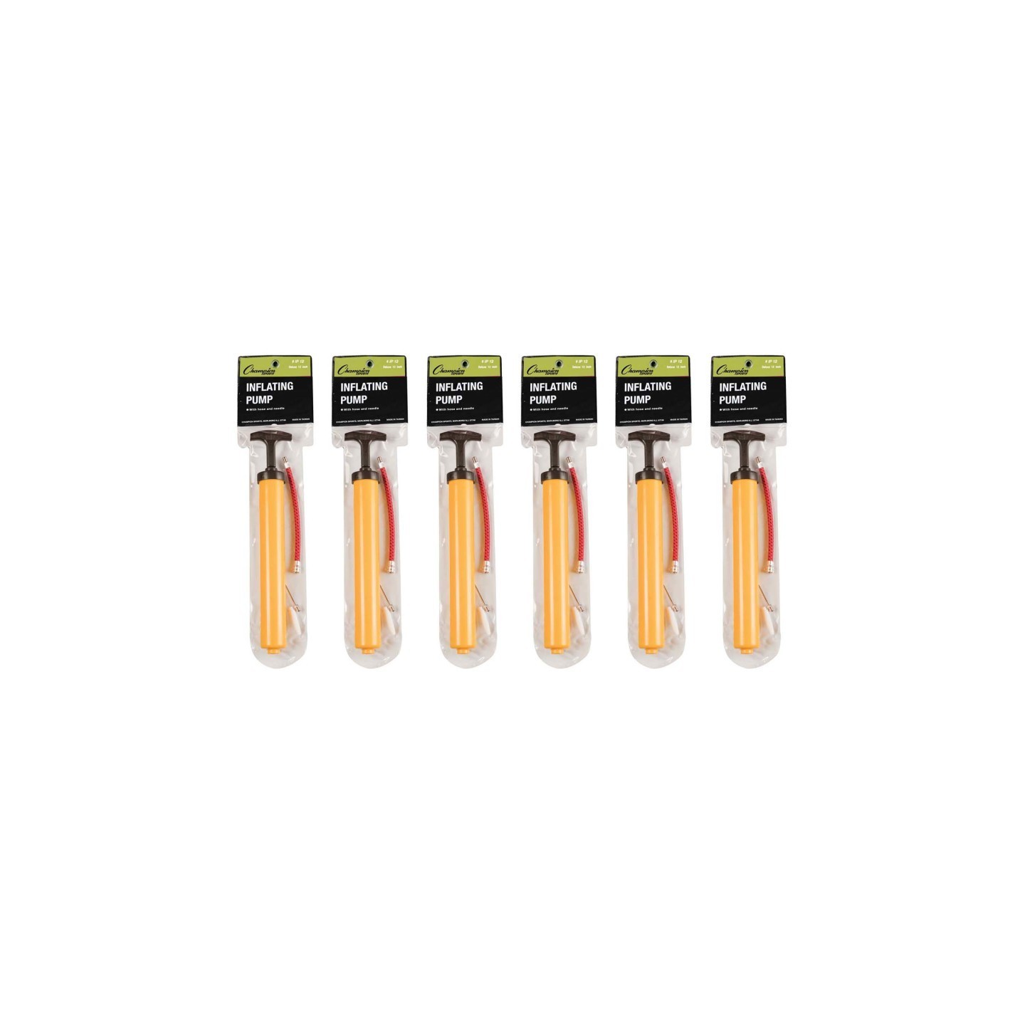 Champion Sports Plastic 12" Hand Pump, Pack of 6