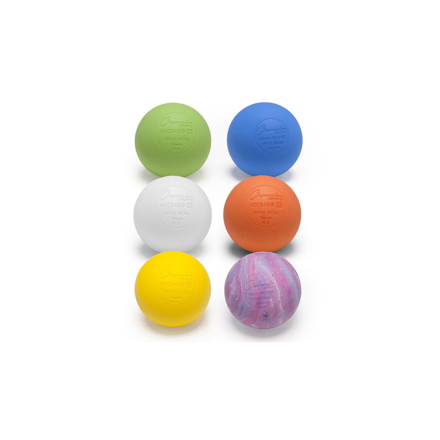Champion Sports Official Lacrosse Ball Set, 6 Assorted Colors