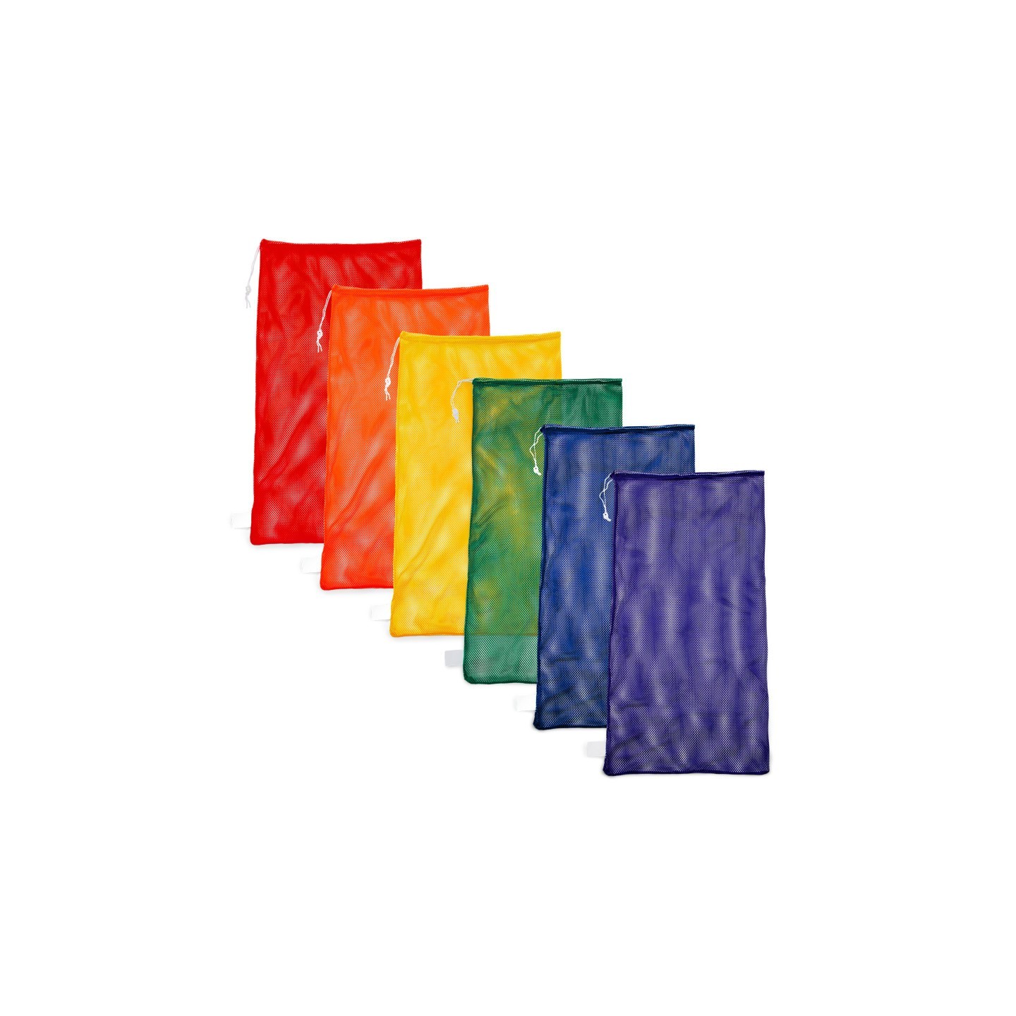 Champion Sports Mesh Equipment Bag, 24" x 48", Assorted Colors, Pack of 6