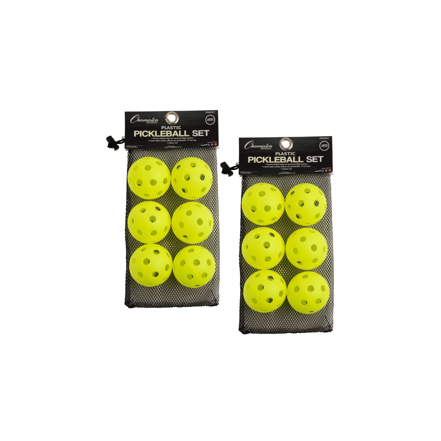 Champion Sports Recreational Indoor Pickleball Set, 6 Per Set, 2 Sets