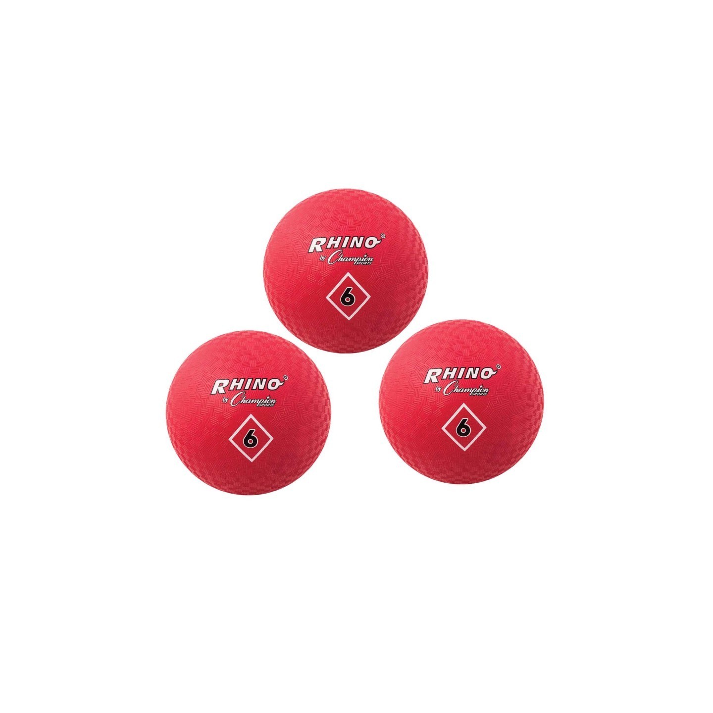Champion Sports Playground Ball, 6", Red, Pack of 3