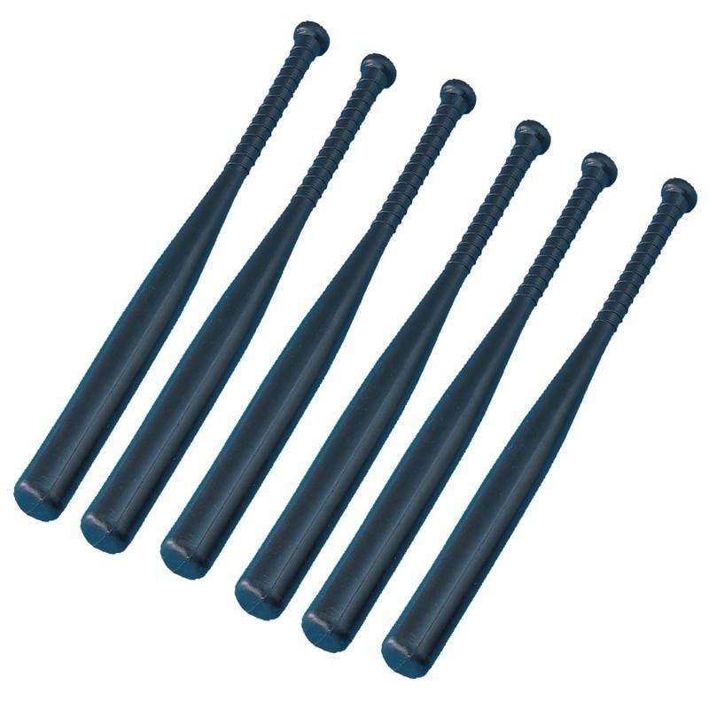 Champion Sports Solid Lightweight Plastic Bat, 28.5" Long, Black, Pack of 6