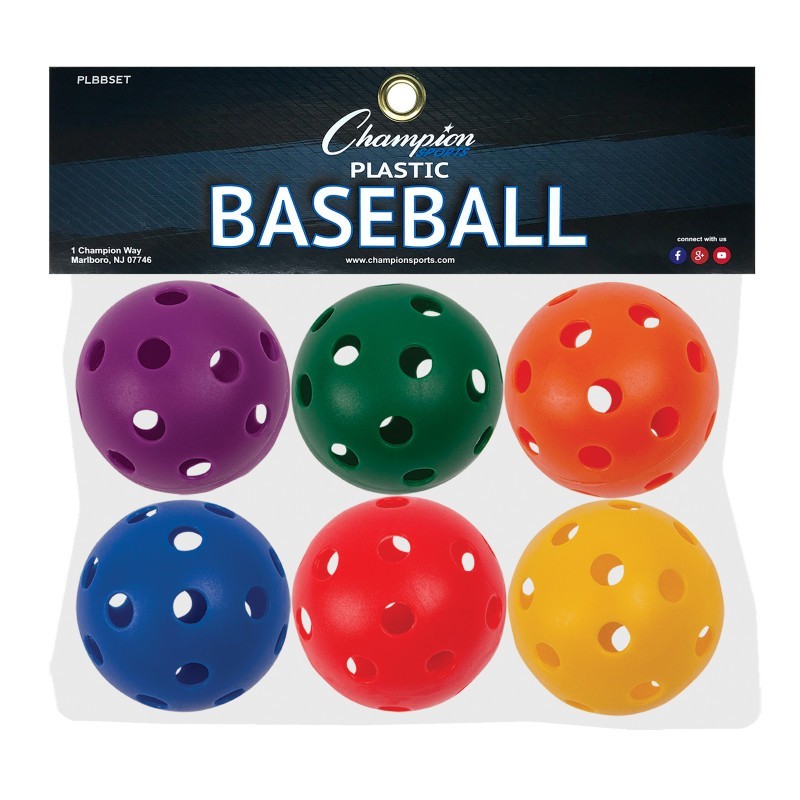 Champion Sports Plastic Baseballs, Set of 6