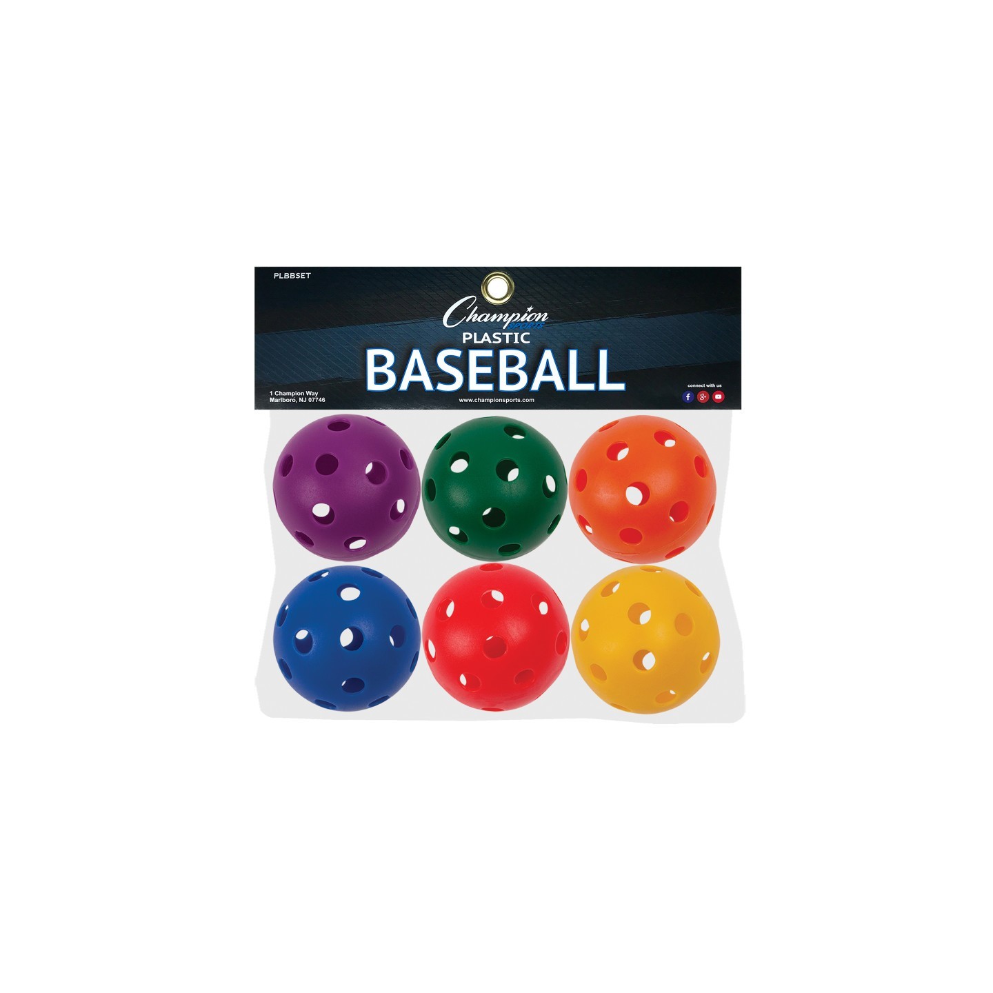 Champion Sports Plastic Baseballs, Set of 6