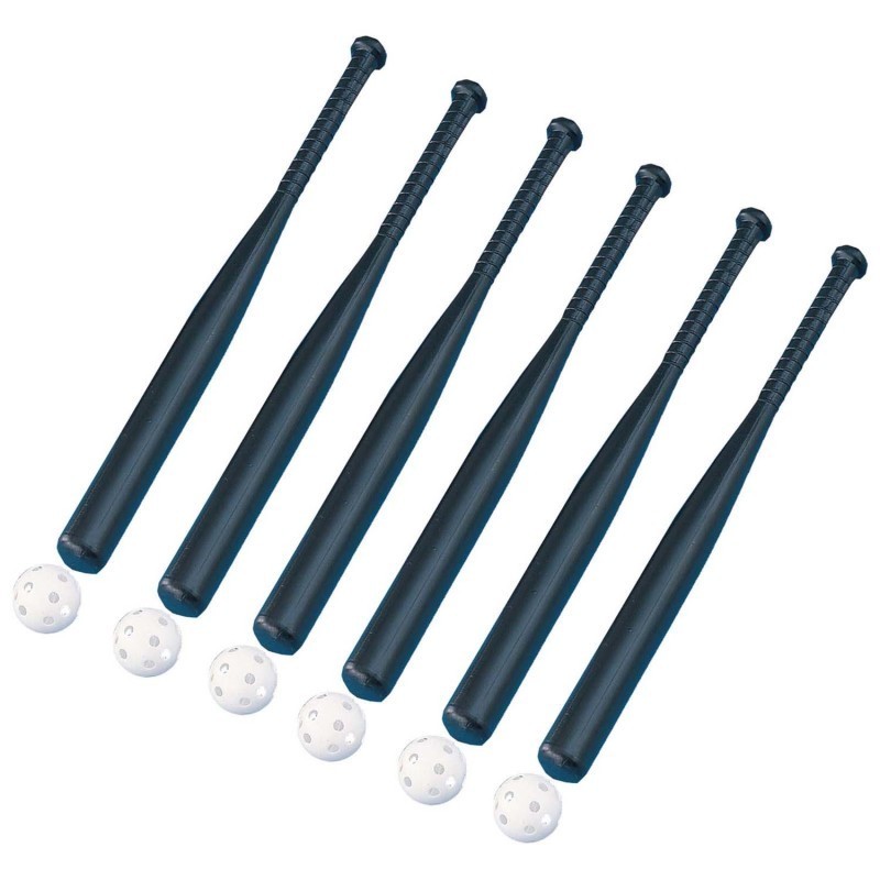 Champion Sports Plastic 28.5-Inch Baseball Bat & Ball Combo Set, 6 Sets