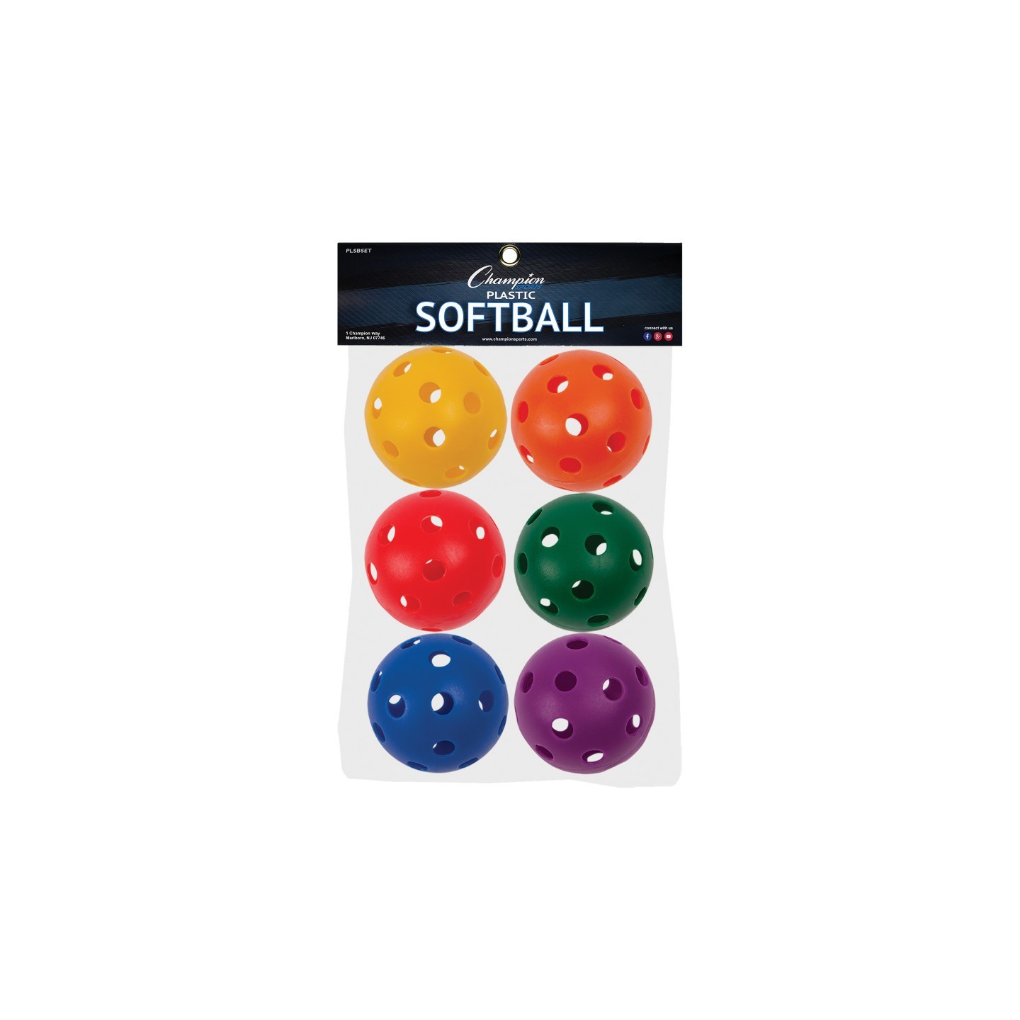 Champion Sports Plastic Softballs, Set of 6