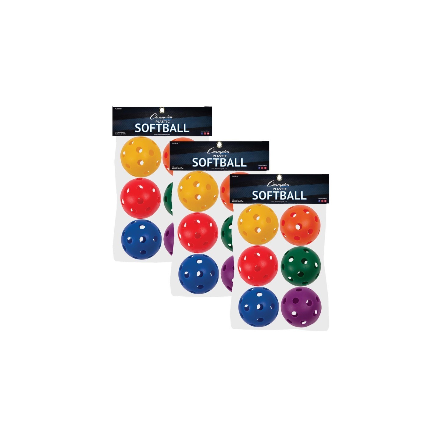 Champion Sports Plastic Softballs, 6 Per Set, 3 Sets