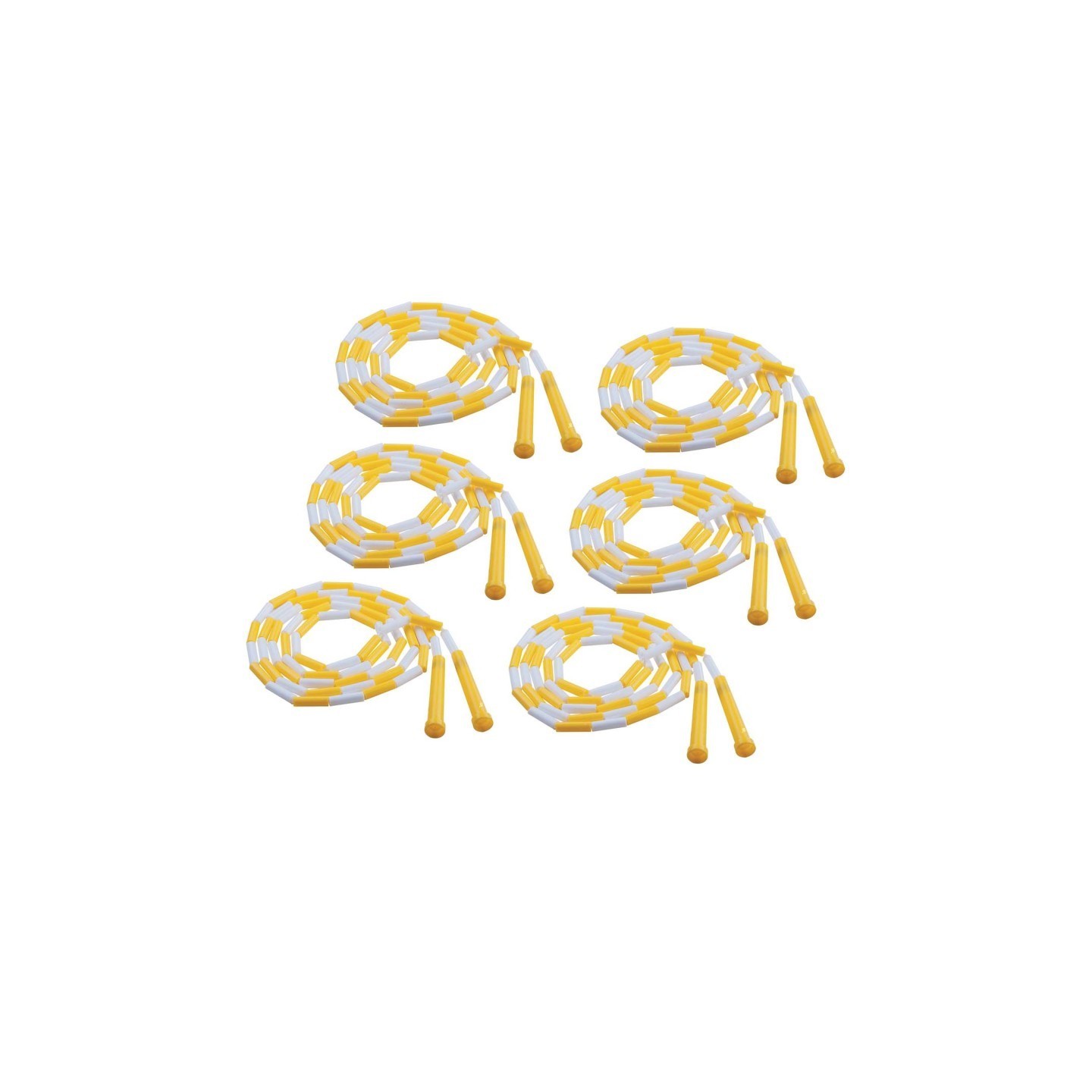 Champion Sports Plastic Segmented Jump Rope 8', Yellow & White, Pack of 6