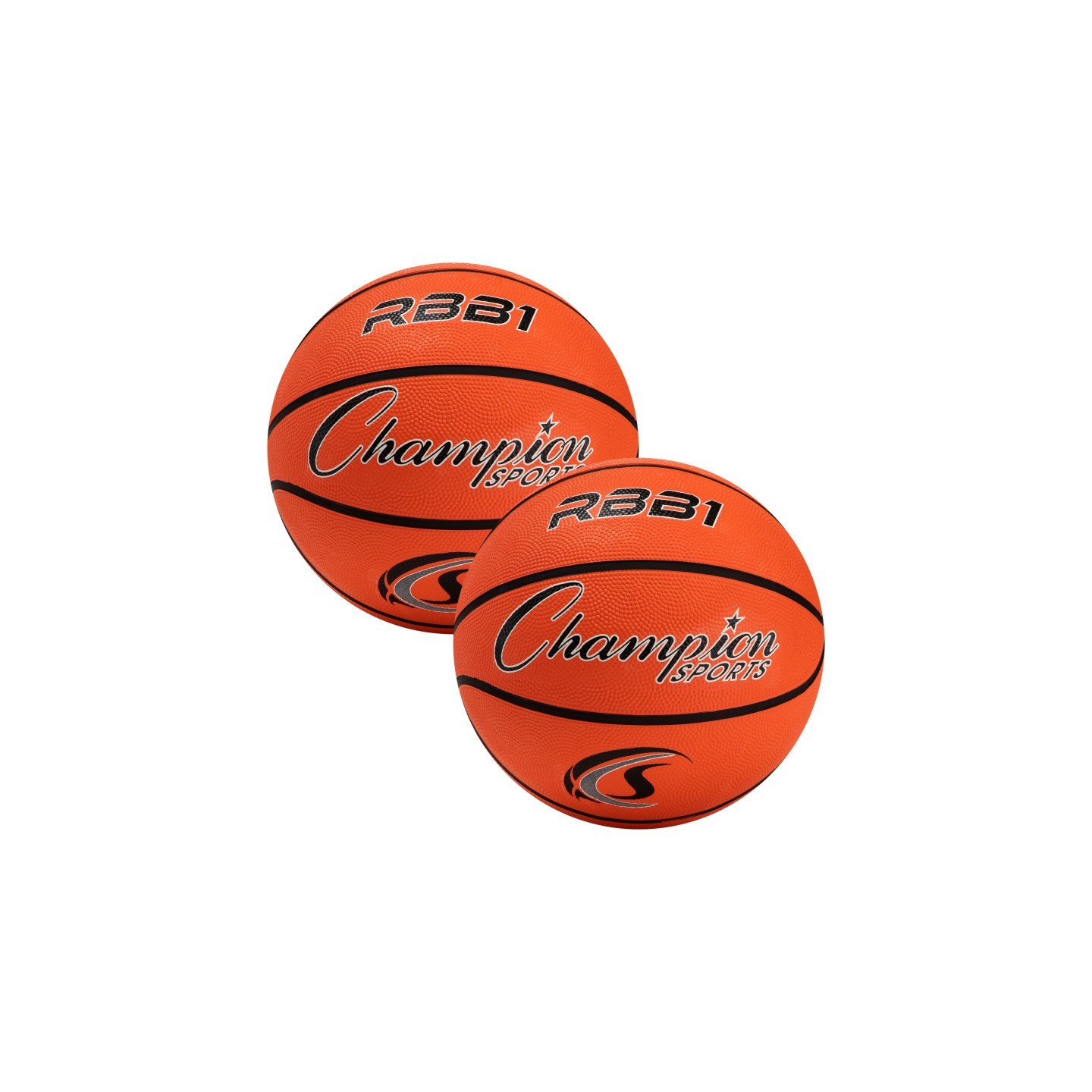 Champion Sports Offical Size Rubber Basketball, Orange, Pack of 2
