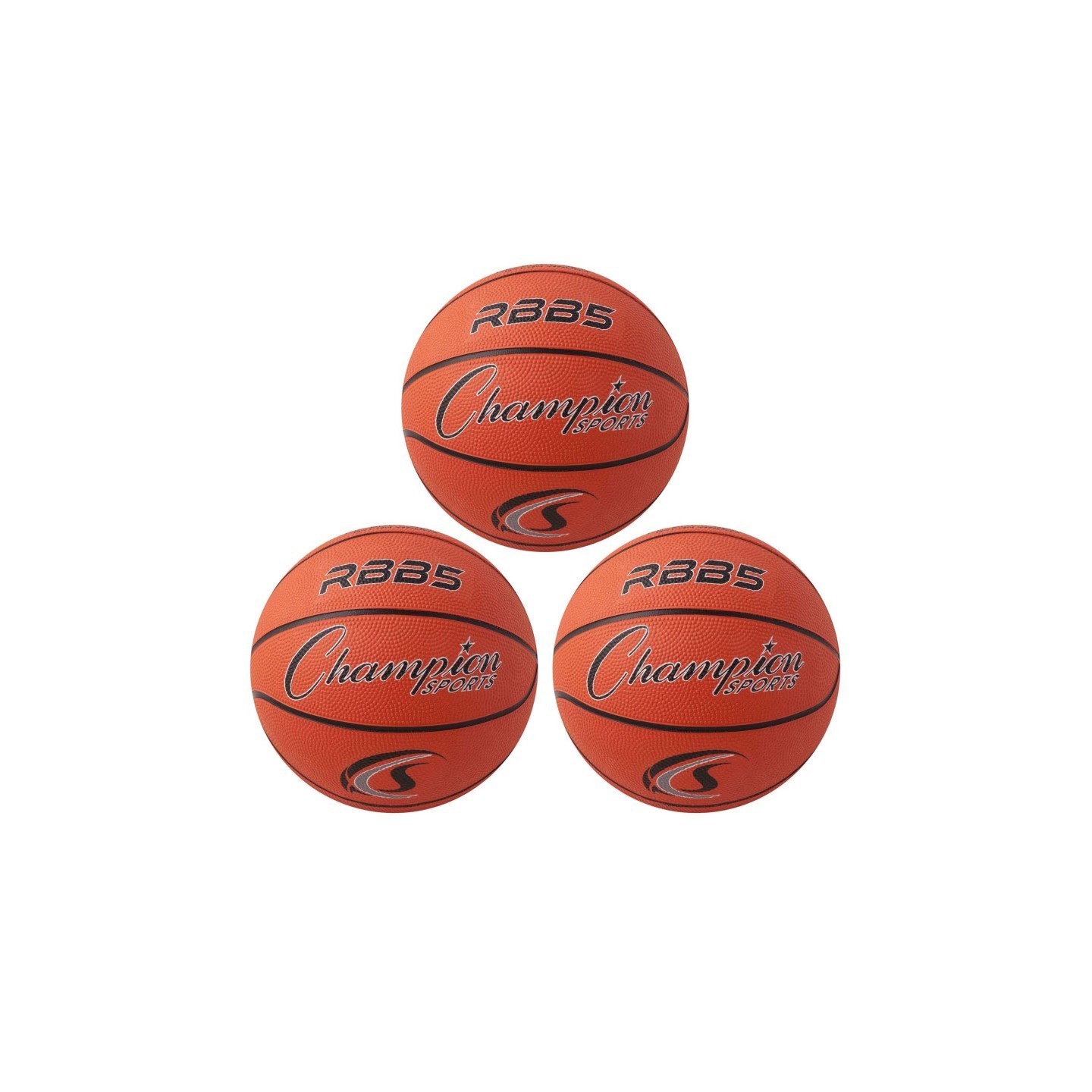 Champion Sports Mini Rubber Basketball, Orange, Pack of 3