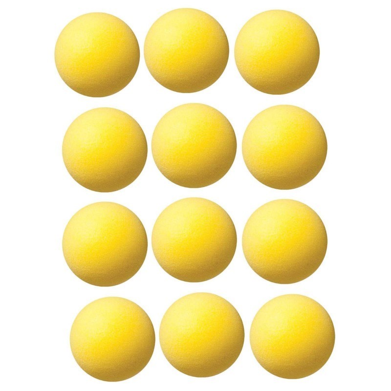 Champion Sports Uncoated Regular Density Foam Ball, 4", Yellow, Pack of 12