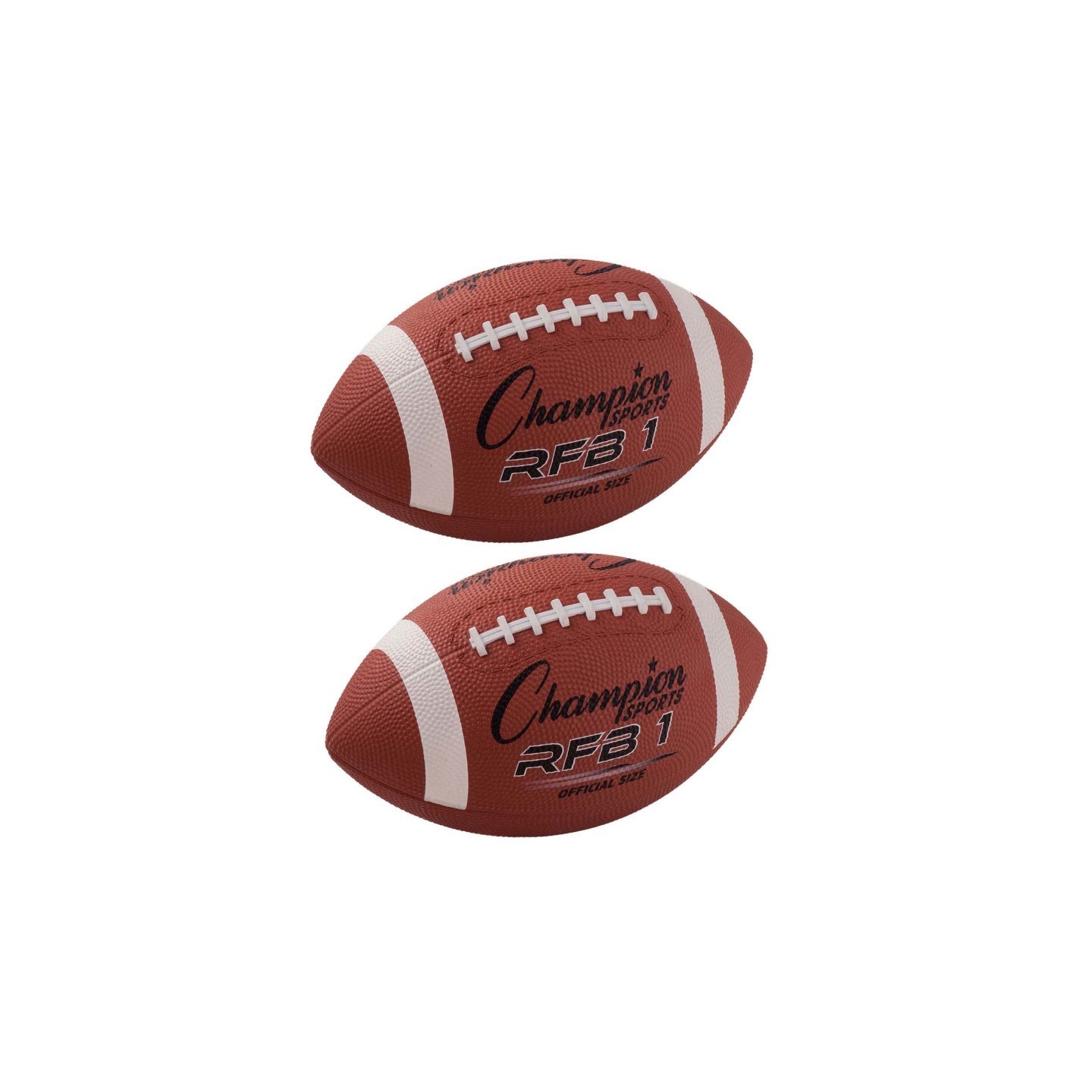 Champion Sports Official Size Rubber Football, Pack of 2