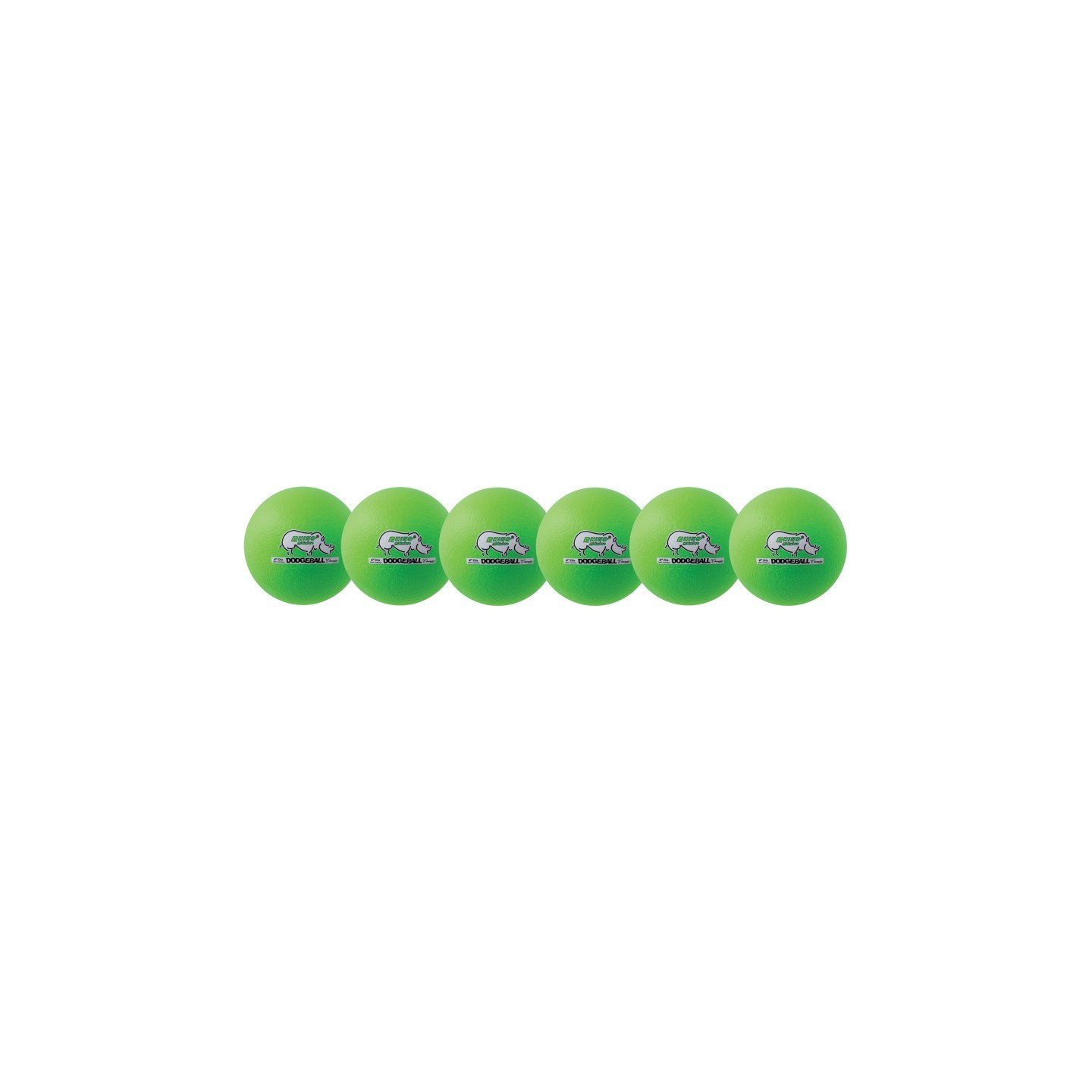 Champion Sports Rhino Skin® 6-Inch Low Bounce Dodgeball Set, Neon Green, Set of 6