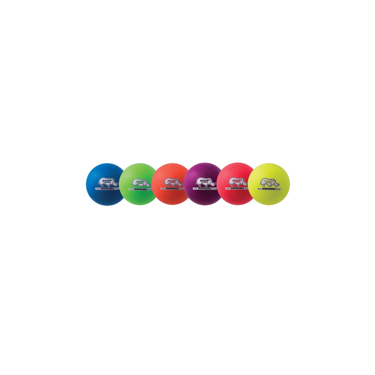 Champion Sports Rhino Skin® 6-Inch Low Bounce Dodgeball Set, Assorted Neon Colors, Set of 6