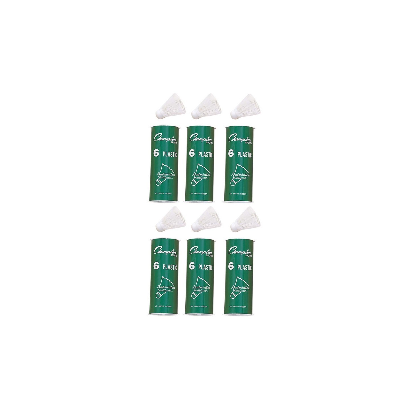 Champion Sports Plastic Indoor Shuttlecocks, 6 Per Pack, 6 Packs