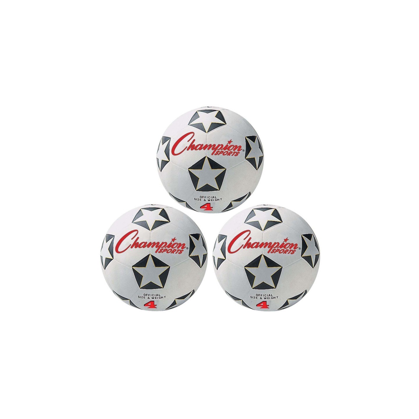Champion Sports Rubber Soccer Ball Size 4, Pack of 3