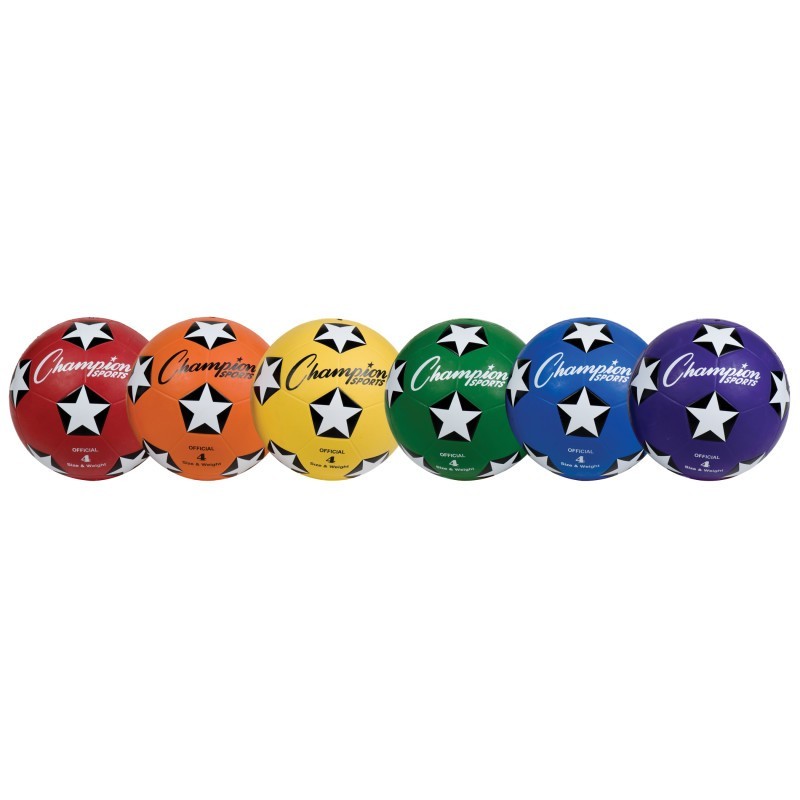 Champion Sports Rubber Cover Soccer Ball, Size 4, Set of 6