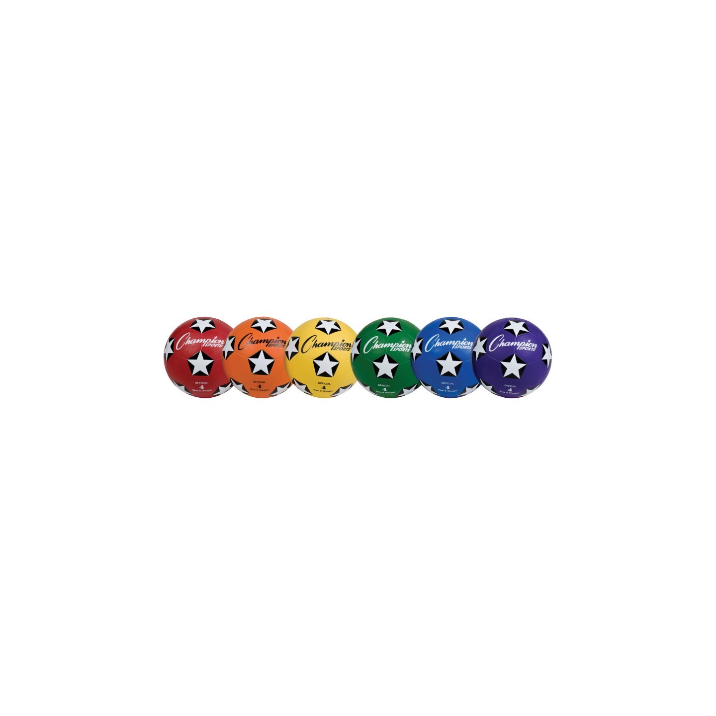 Champion Sports Rubber Cover Soccer Ball, Size 4, Set of 6